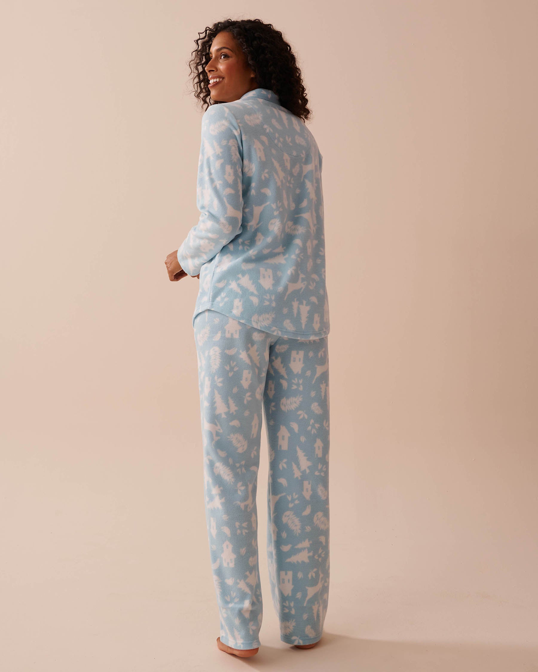 Deer Print Micropolar PJ Set_40400074_P40370_02