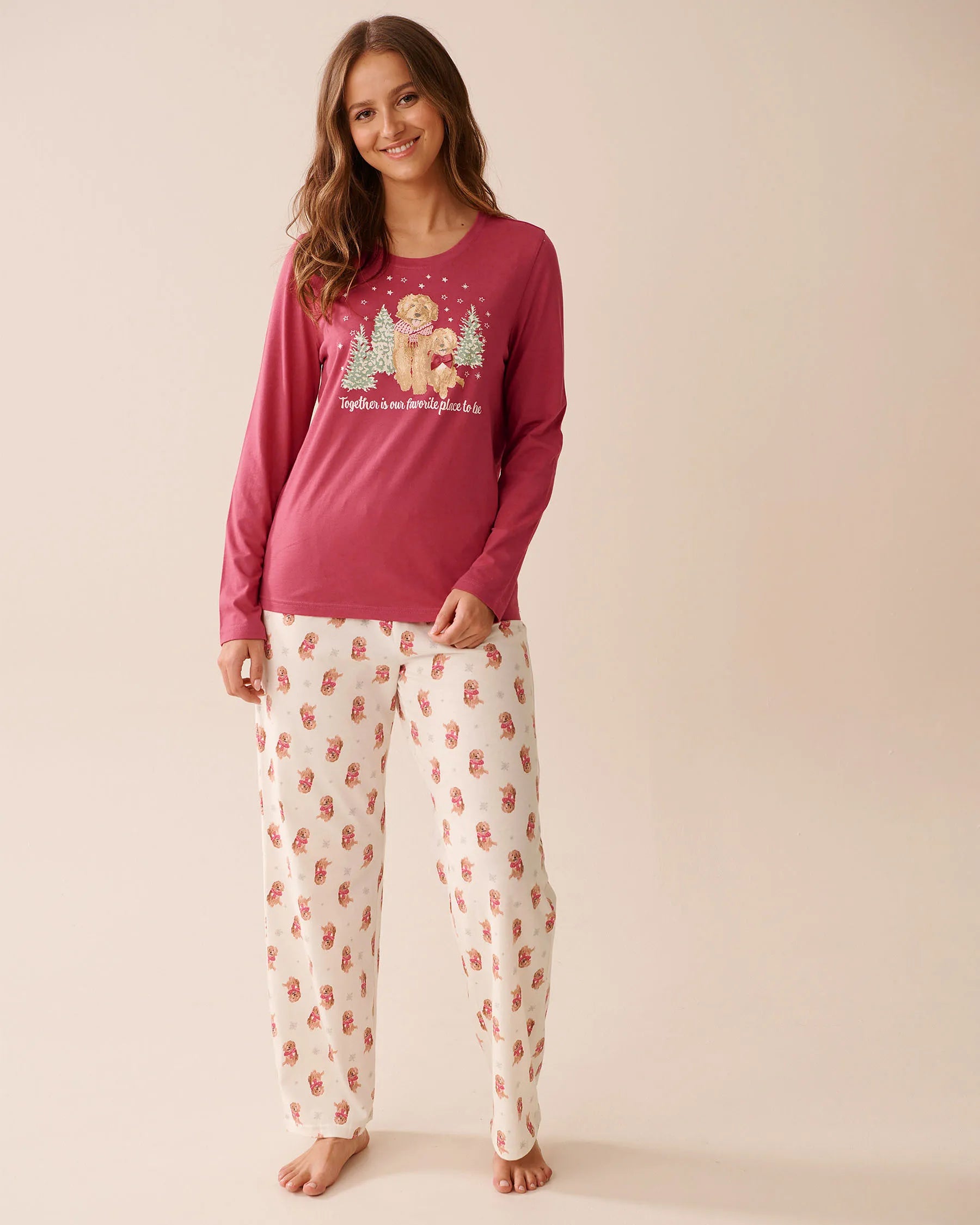 La Vie en Rose_Snow White Winter Dog_Dog Print Cotton Pj Set_40400087_P10532_01