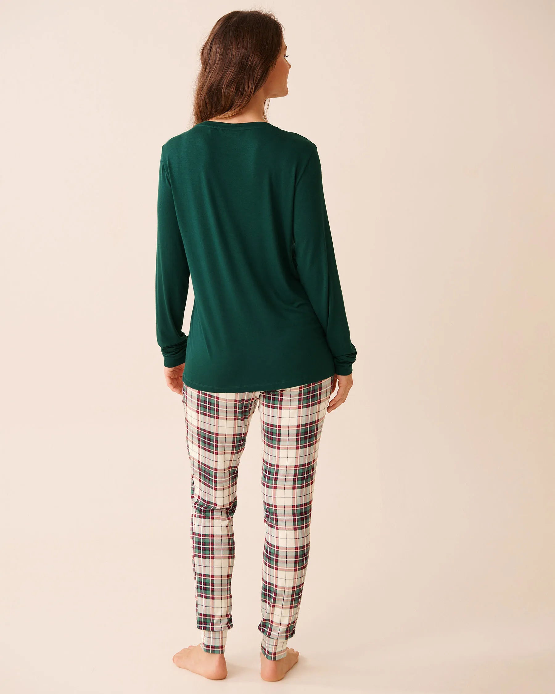 La Vie en Rose_Snow White Green Plaid_Dog Print Long Sleeve Pj Set_40400088_P10535_02
