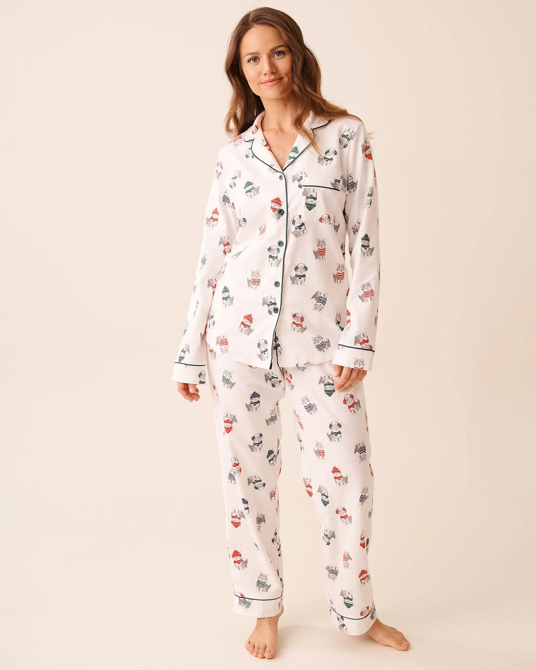 La Vie en Rose_Snow White Cat_Cat Print Flannel Pj Set_40400089_P10537_01