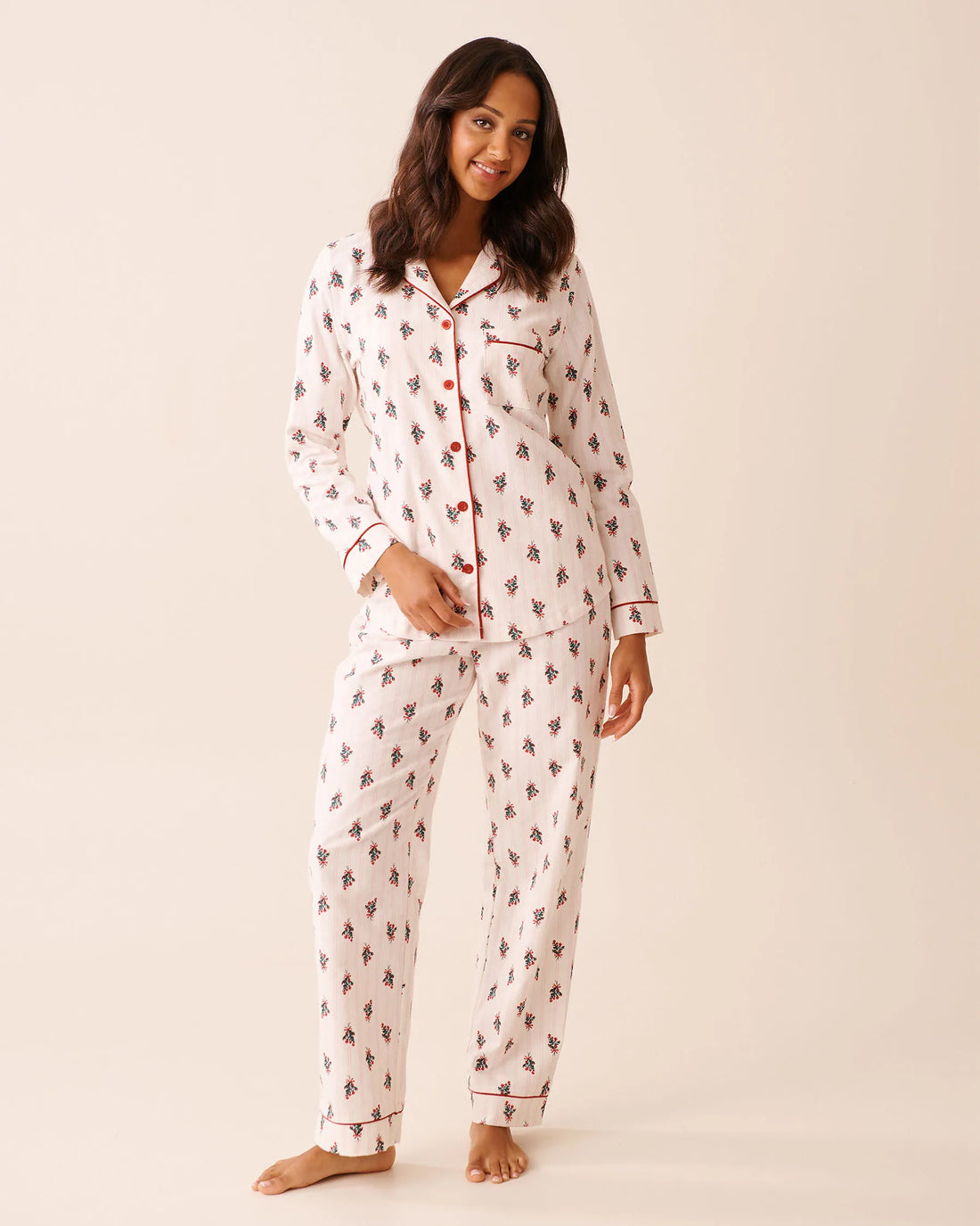 La Vie en Rose_Snow White Bouquet_Floral Bouquet Print Flannel Pj Set_40400089_P10538_02