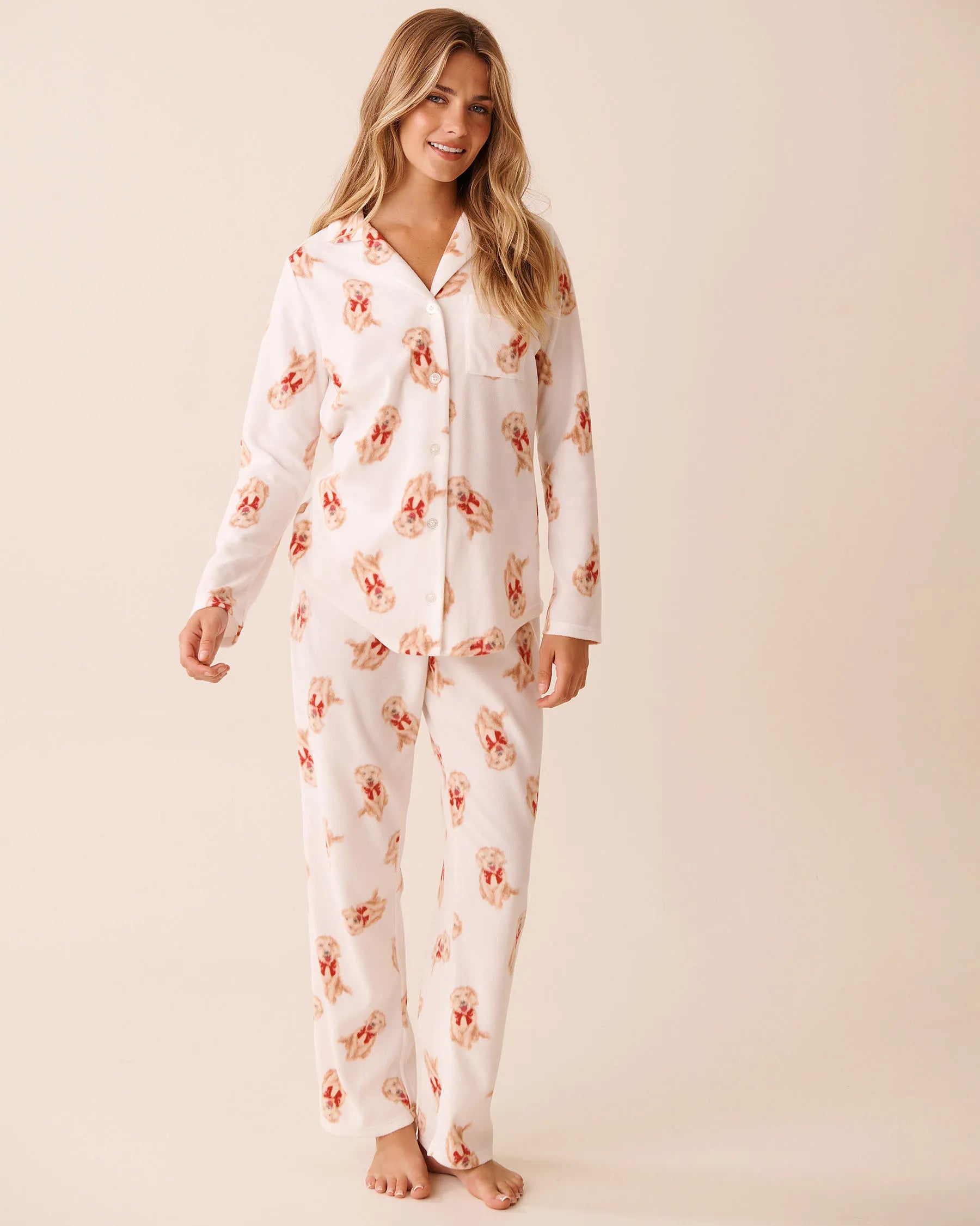 La Vie en Rose_Snow White Dogs_Dog Print Microfleece Pj Set_40400090_P10541_03