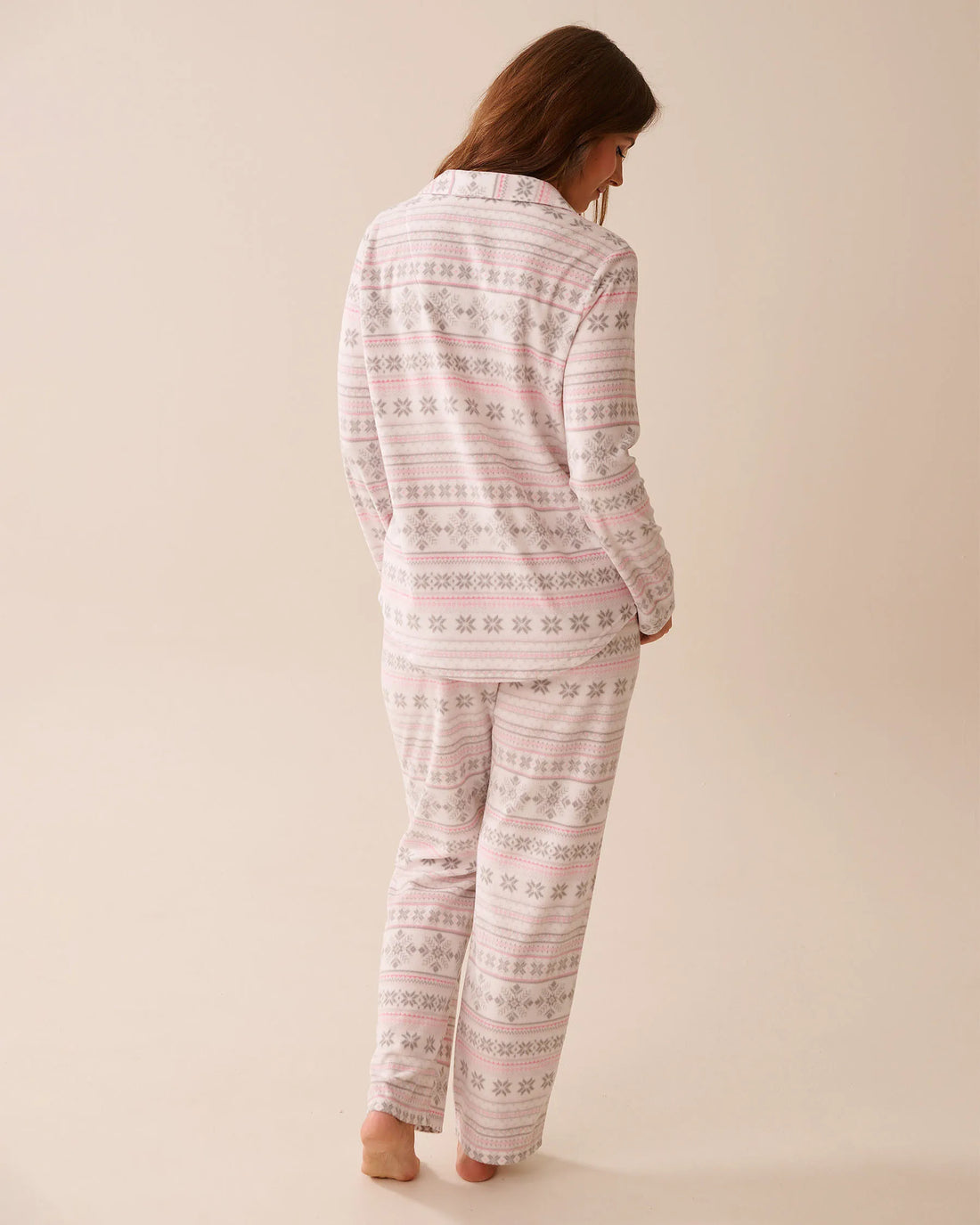 La Vie en Rose_Snow White Pink Nordic_Fair Isle Print Micropolar Pj Set_40400090_P10547_02
