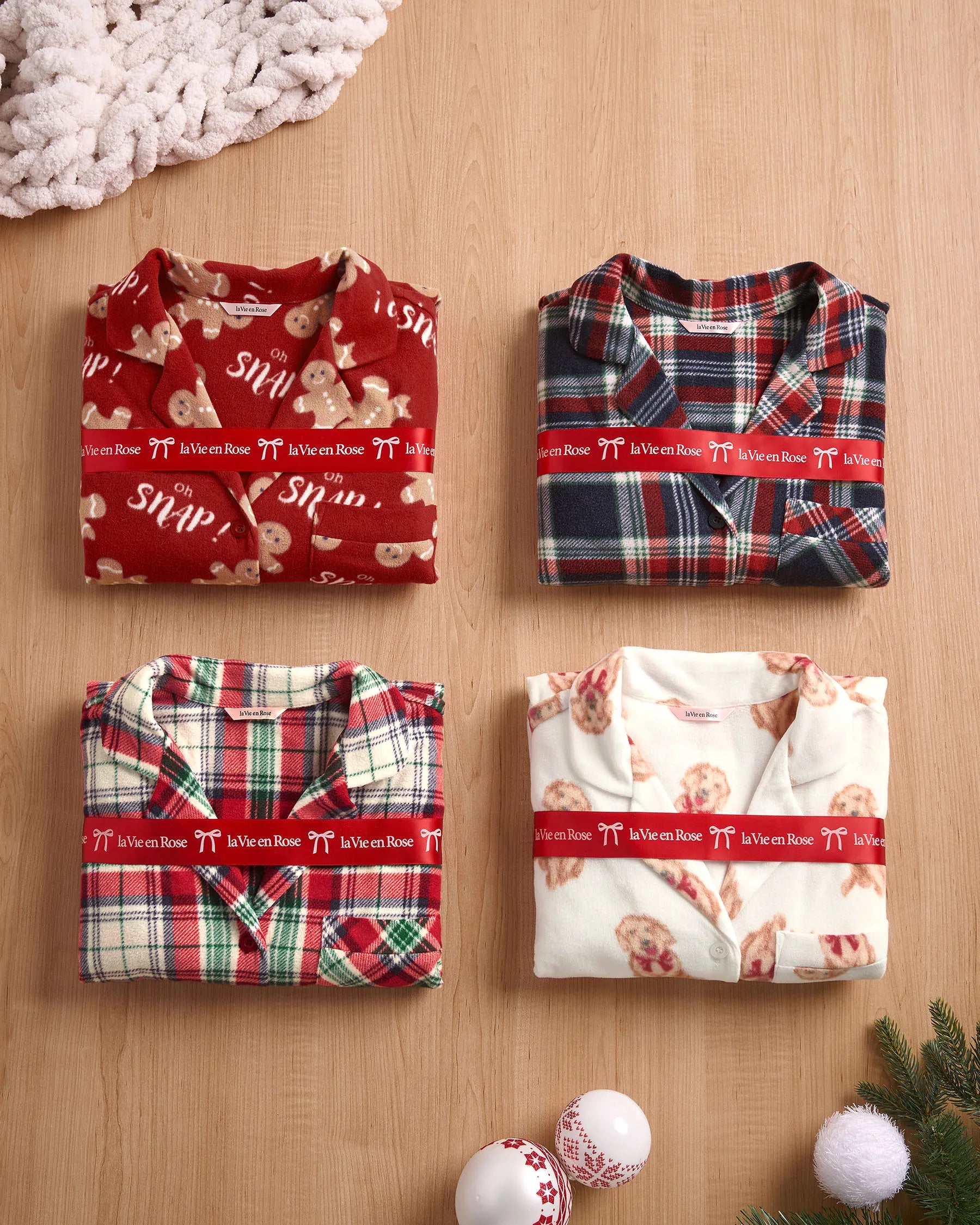 La Vie en Rose_Botanical Garden Plaid_Green Plaid Microfleece Pj Set_40400090_P30128_06