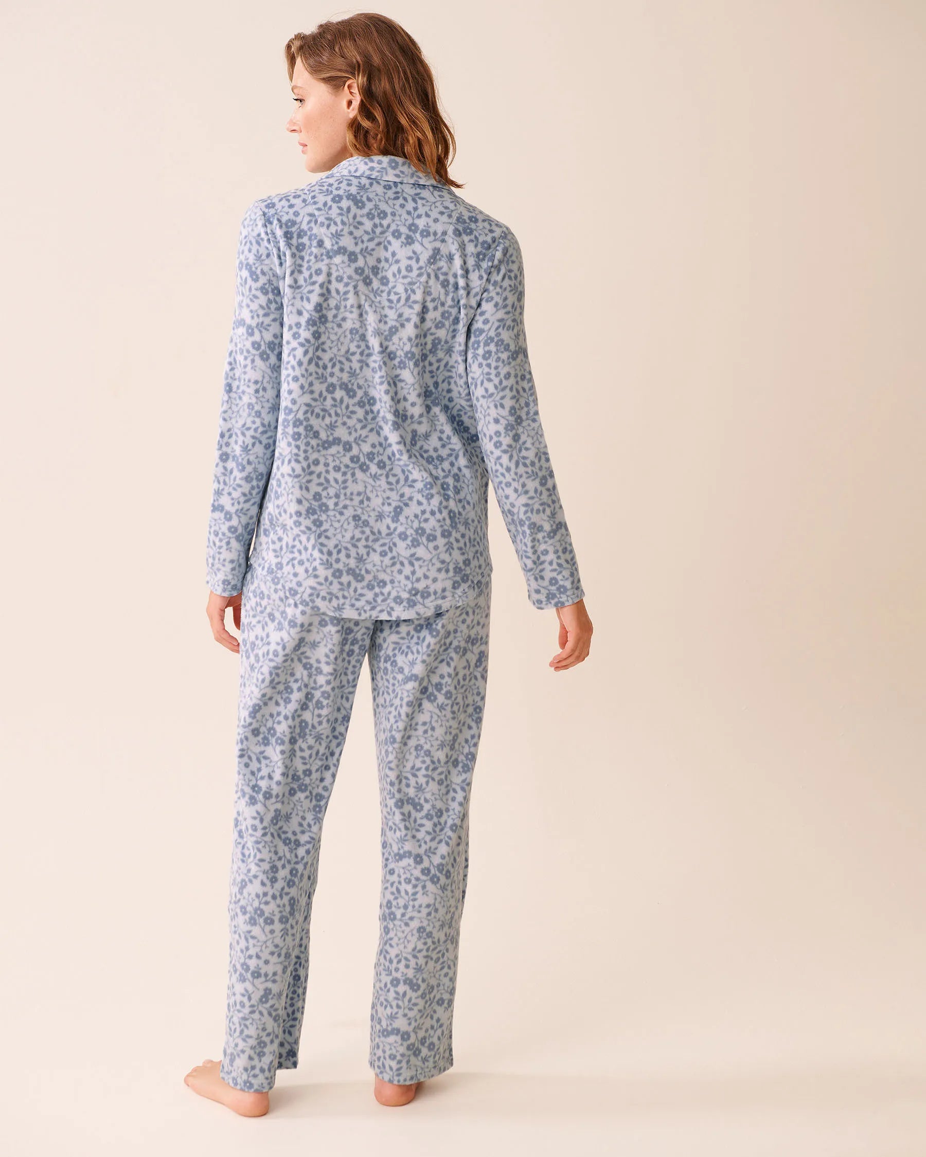 La Vie en Rose_Cashmere Blue Floral_Blue Floral Print Microfleece Pj Set_40400090_P40499_03