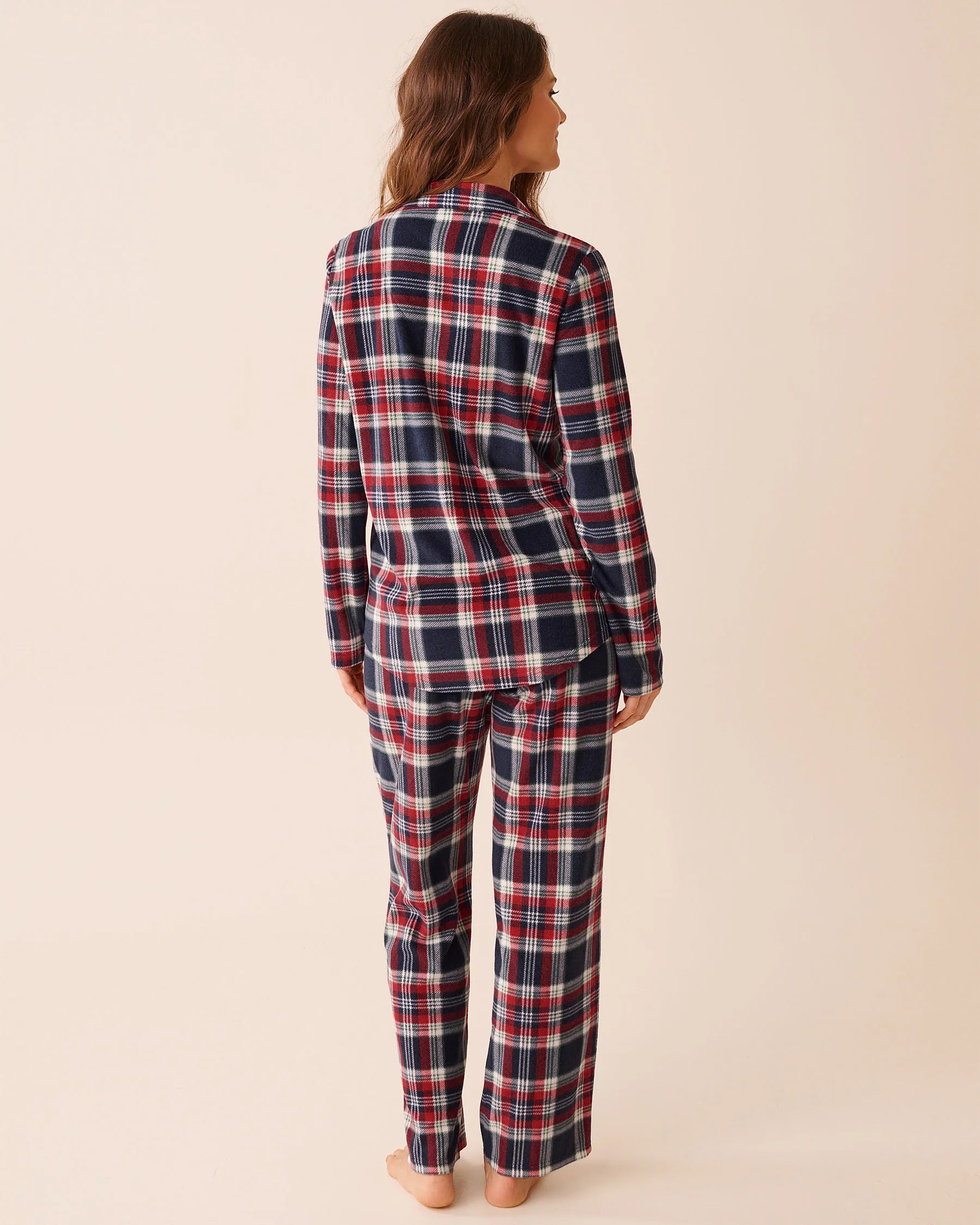 La Vie en Rose_Evening Blue Savvy Plaid_Blue Plaid Microfleece Pj Set_40400090_P40502_02