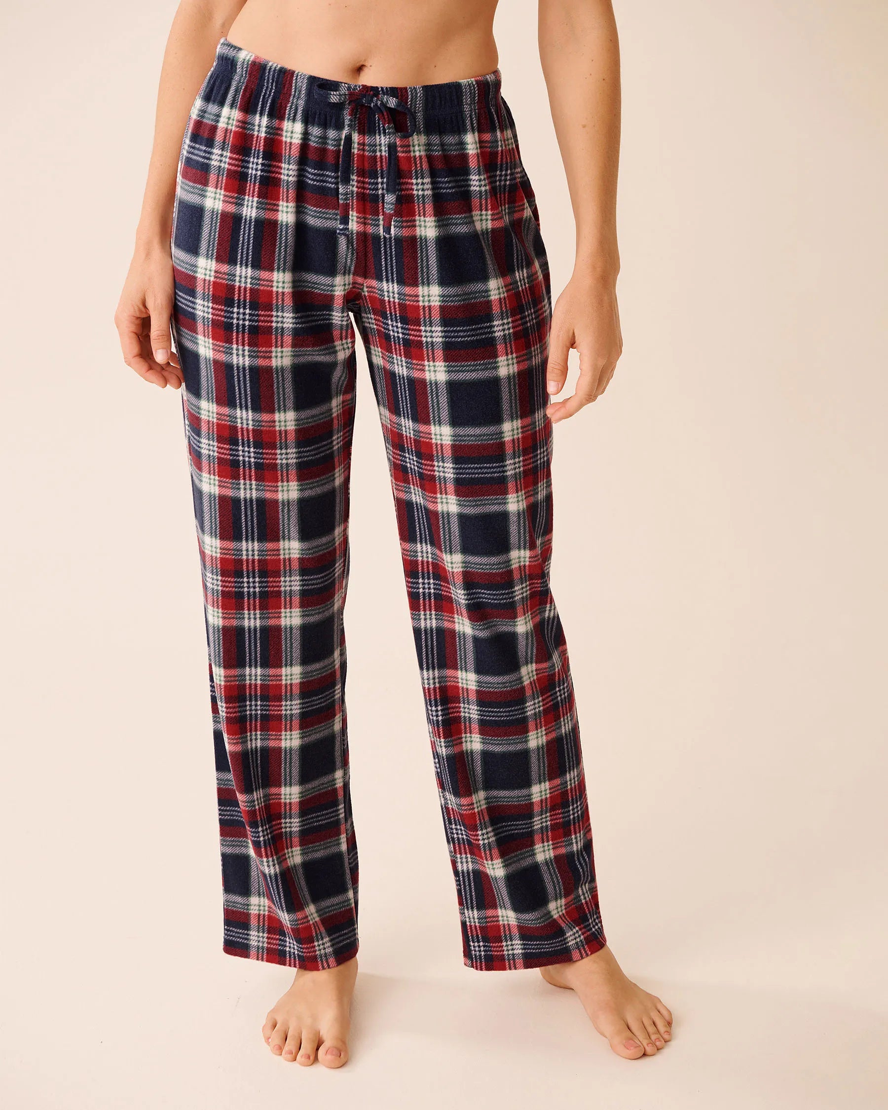 La Vie en Rose_Evening Blue Savvy Plaid_Blue Plaid Microfleece Pj Set_40400090_P40502_04