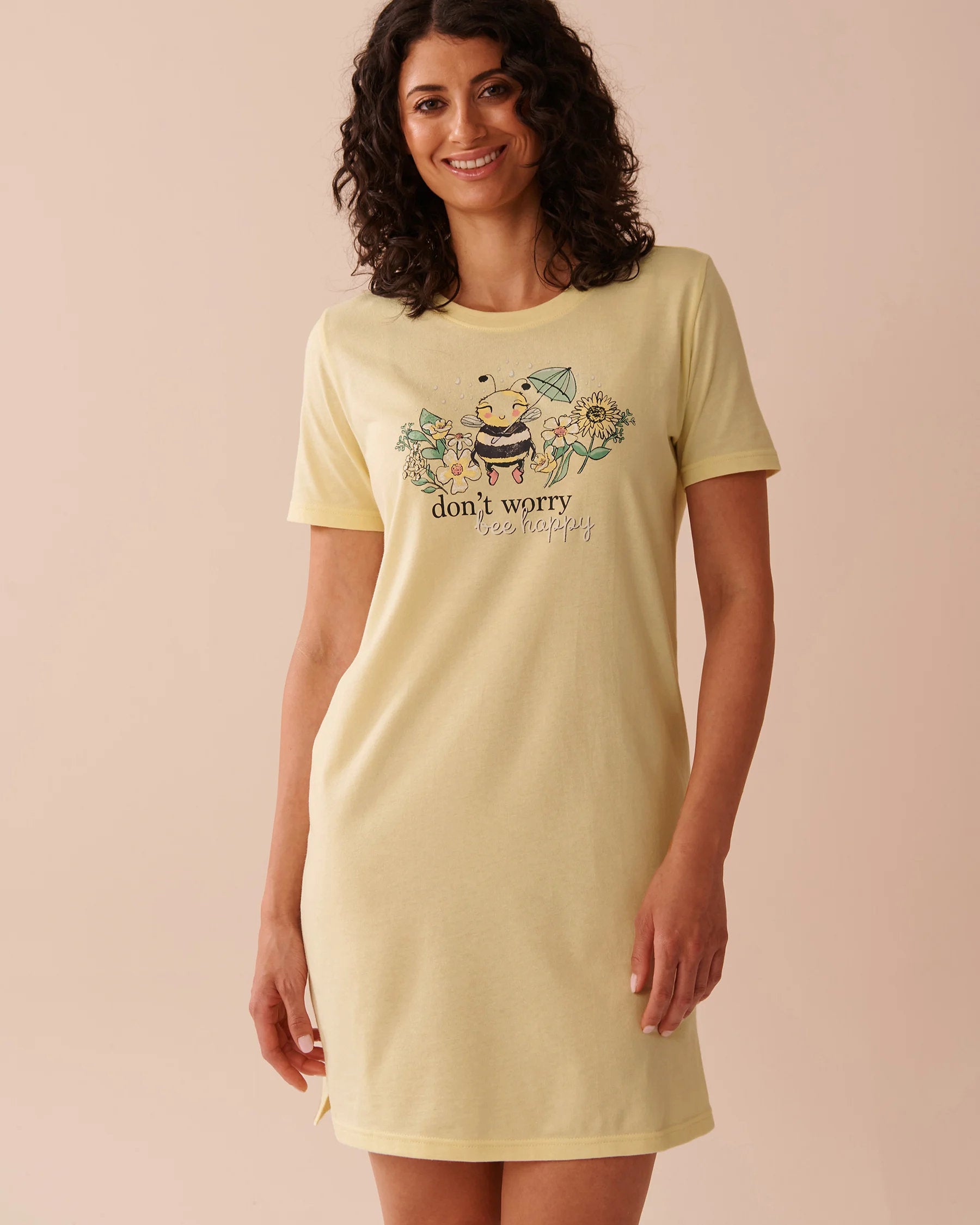 La Vie en Rose_Bee Print Cotton Short Sleeve Sleepshirt_40500412_70033_01