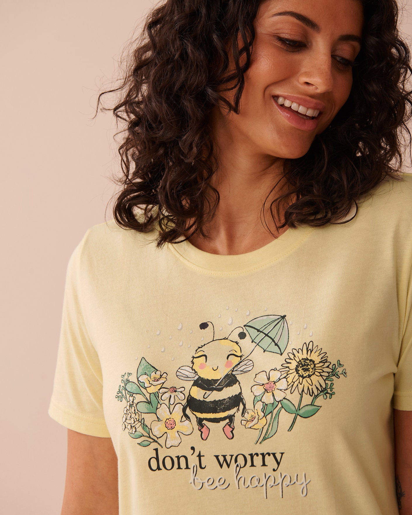 La Vie en Rose_Bee Print Cotton Short Sleeve Sleepshirt_40500412_70033_03