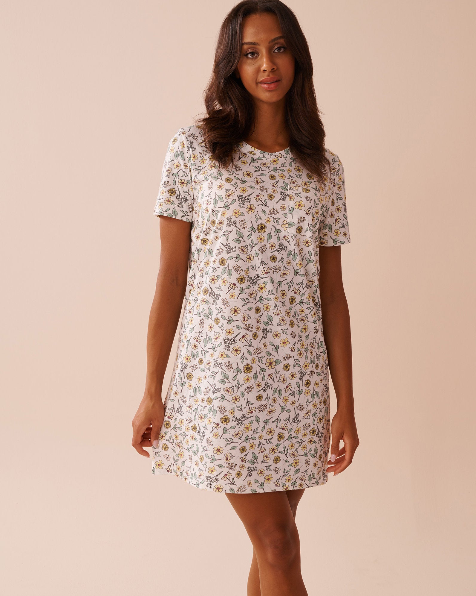 La Vie en Rose_Sunflower Print Cotton Short Sleeve Sleepshirt_40500412_P10468_01