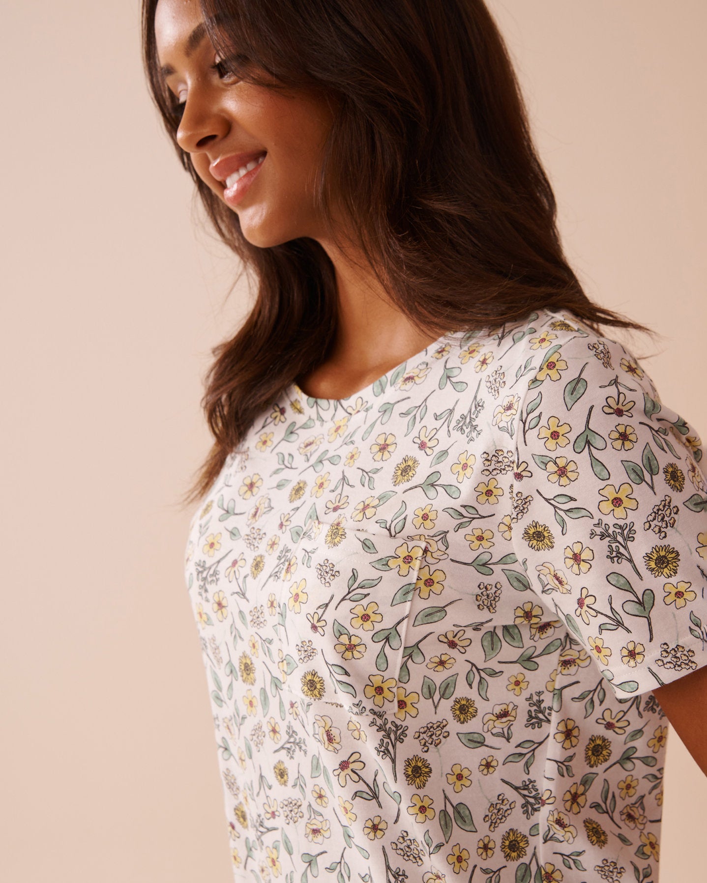 La Vie en Rose_Sunflower Print Cotton Short Sleeve Sleepshirt_40500412_P10468_03