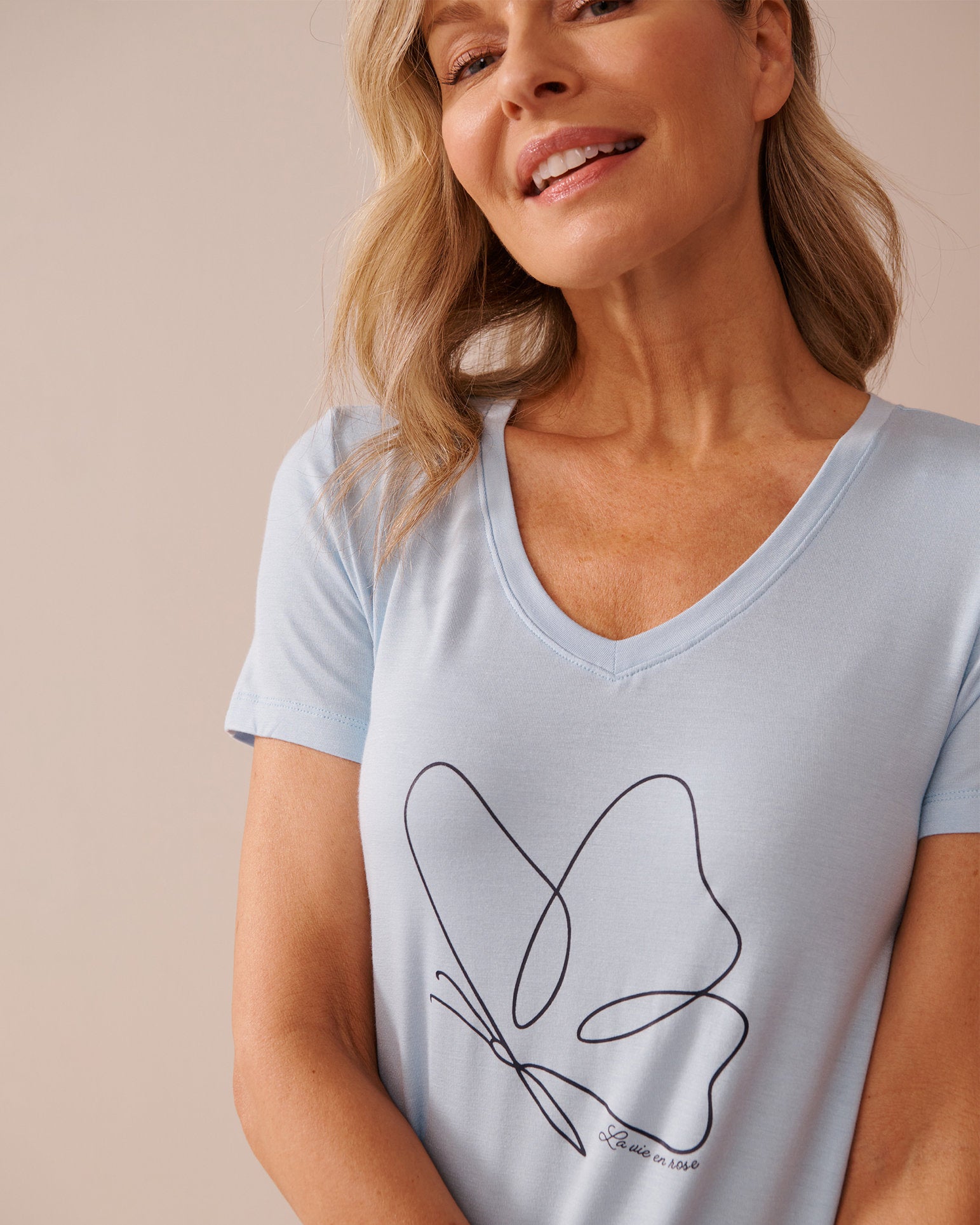 La Vie en Rose_Soft Jersey Short Sleeve Sleepshir_40500426_40104_03