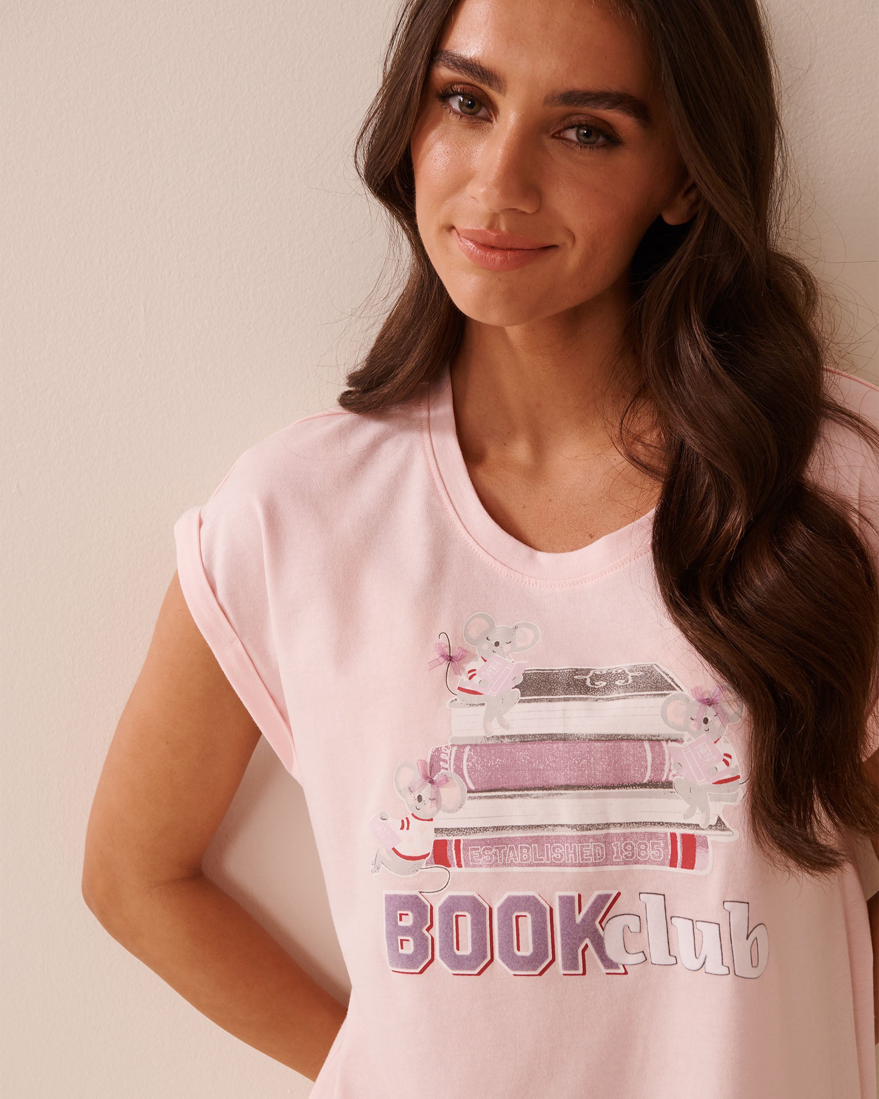 La Vie en Rose_Lotus_Mouse Print Cotton Short Sleeve Sleepshirt_40500442_60021_03