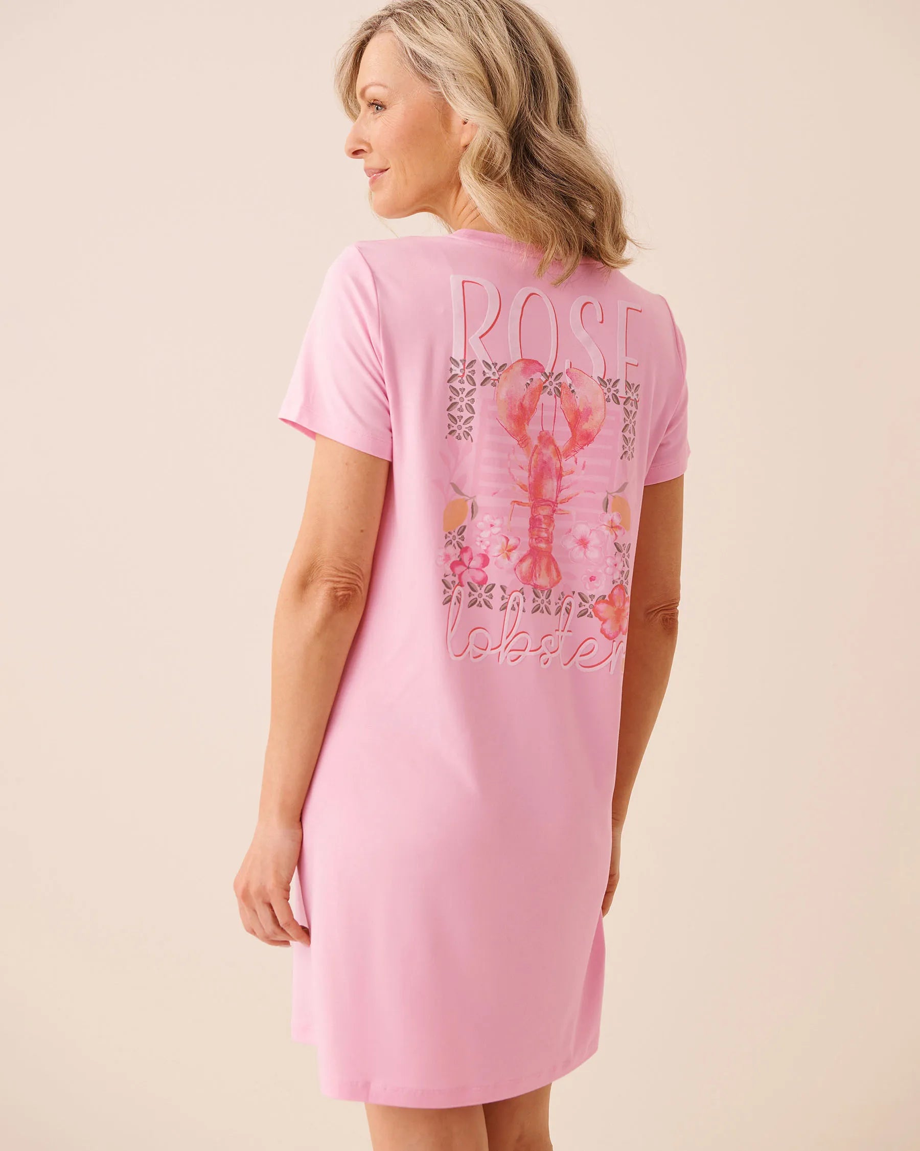 La Vie en Rose Nosegay Women Lobster Floral Print Super Soft Sleepshirt SKU: 40500491_60245 Image 02
