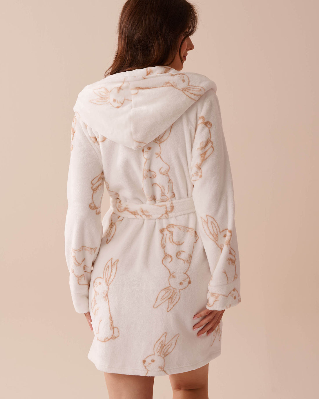 Rabbit Print Soft Plush Hooded Robe_40600194_P20062_02