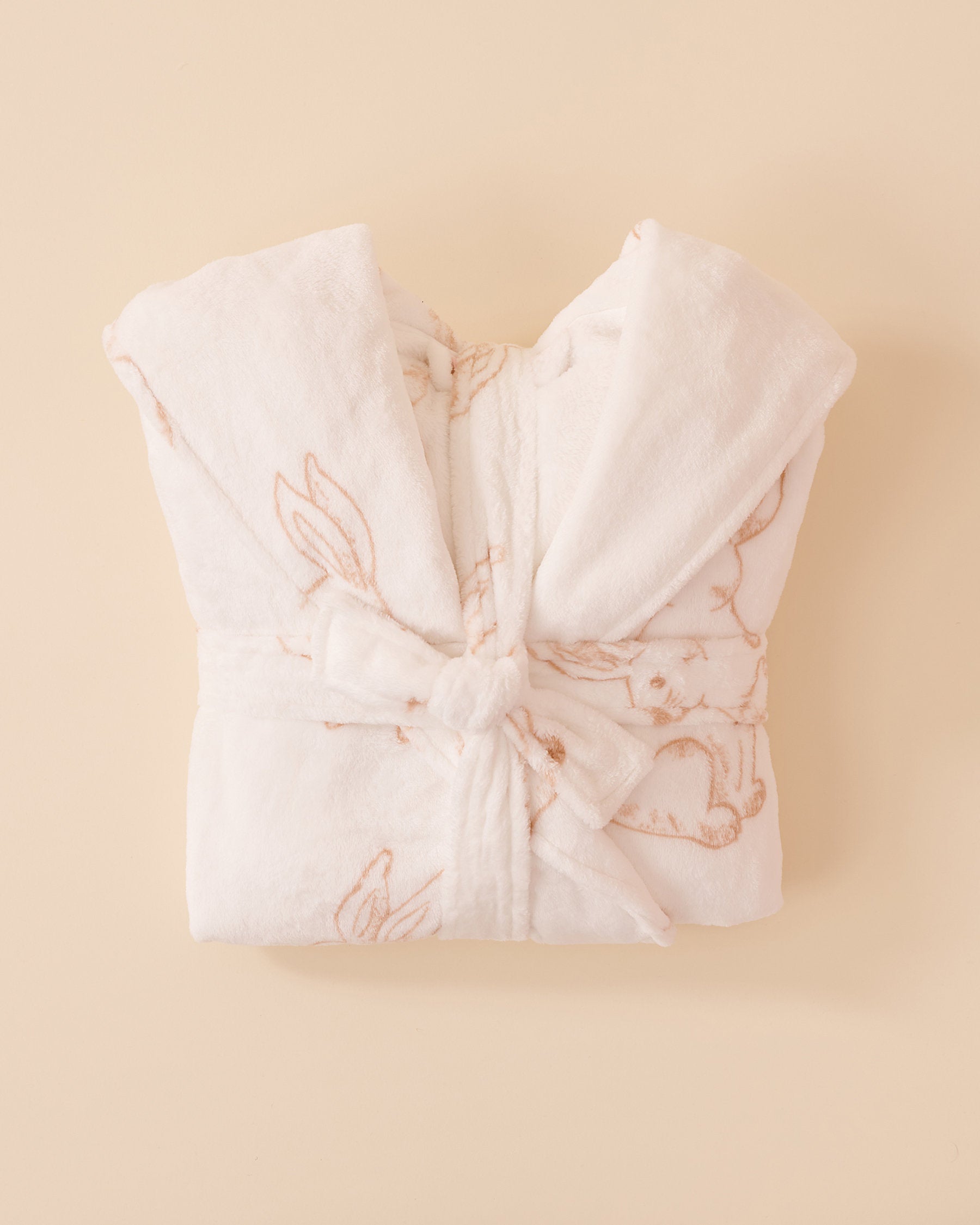 Rabbit Print Soft Plush Hooded Robe_40600194_P20062_05