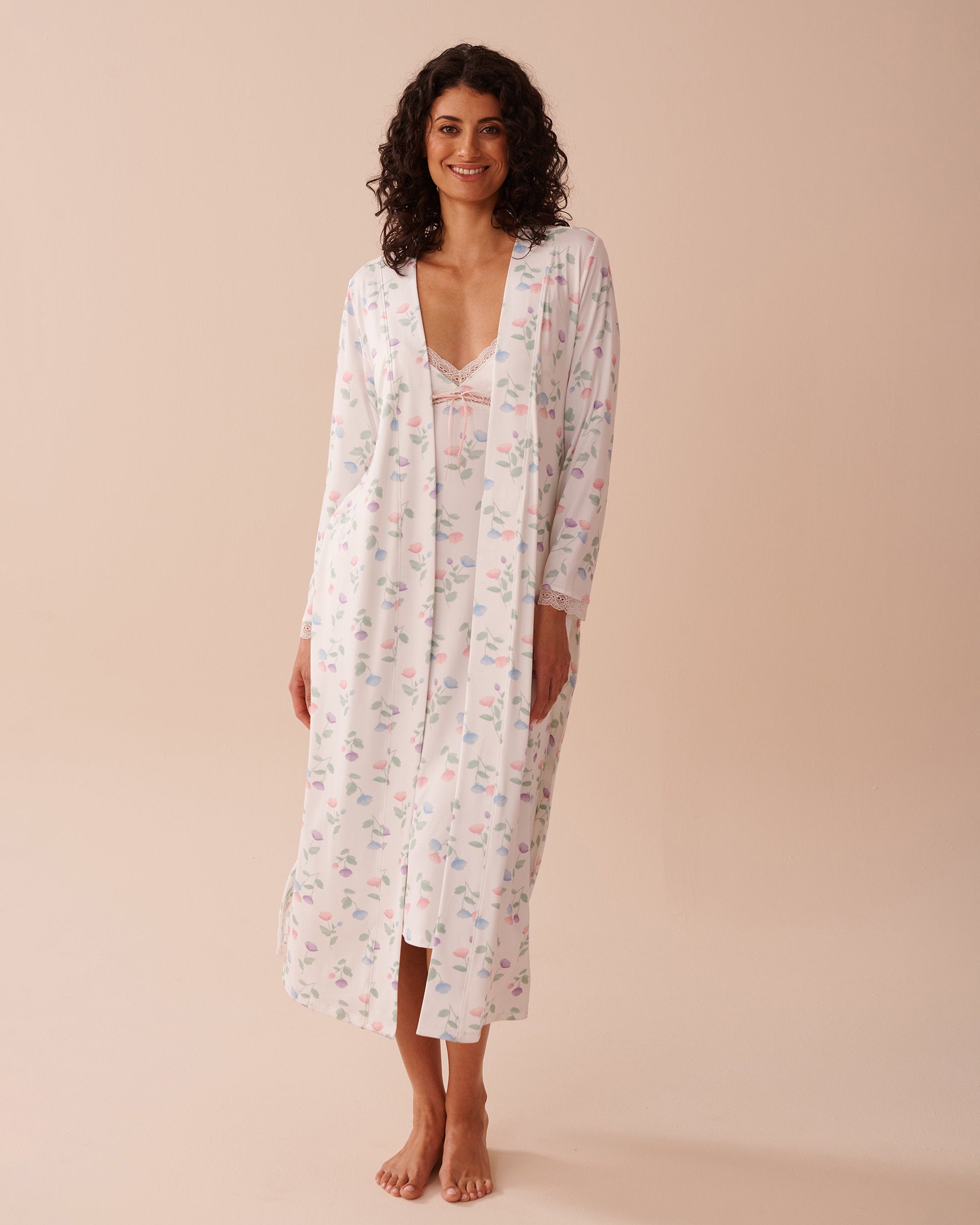 La Vie en Rose_Tulip Print Super Soft Long Kimono_40600201_P10465_01