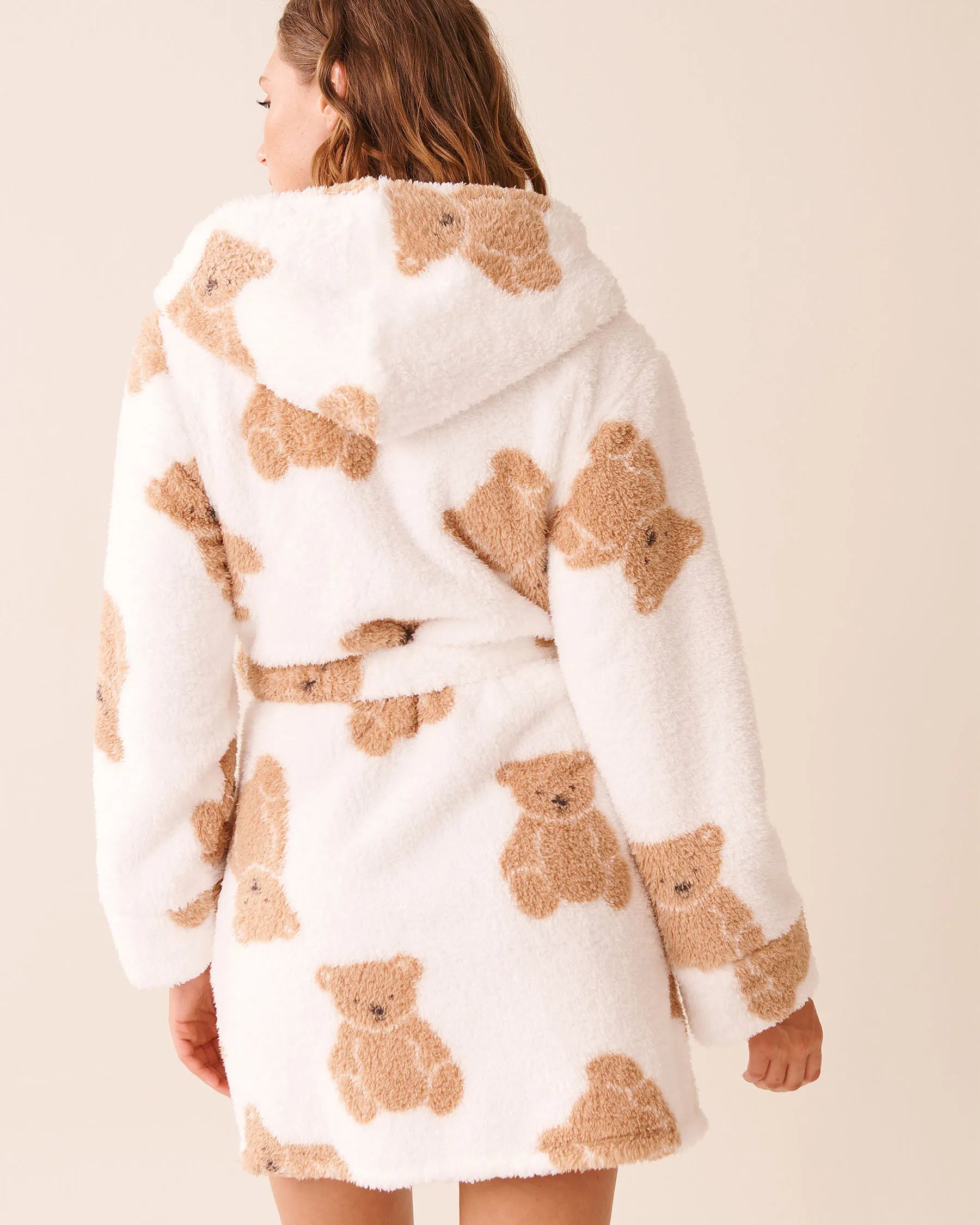 La Vie en Rose_Snow White Big Teddy_Teddy Bear Print Soft Plush Hooded Robe_40600215_P10548_03