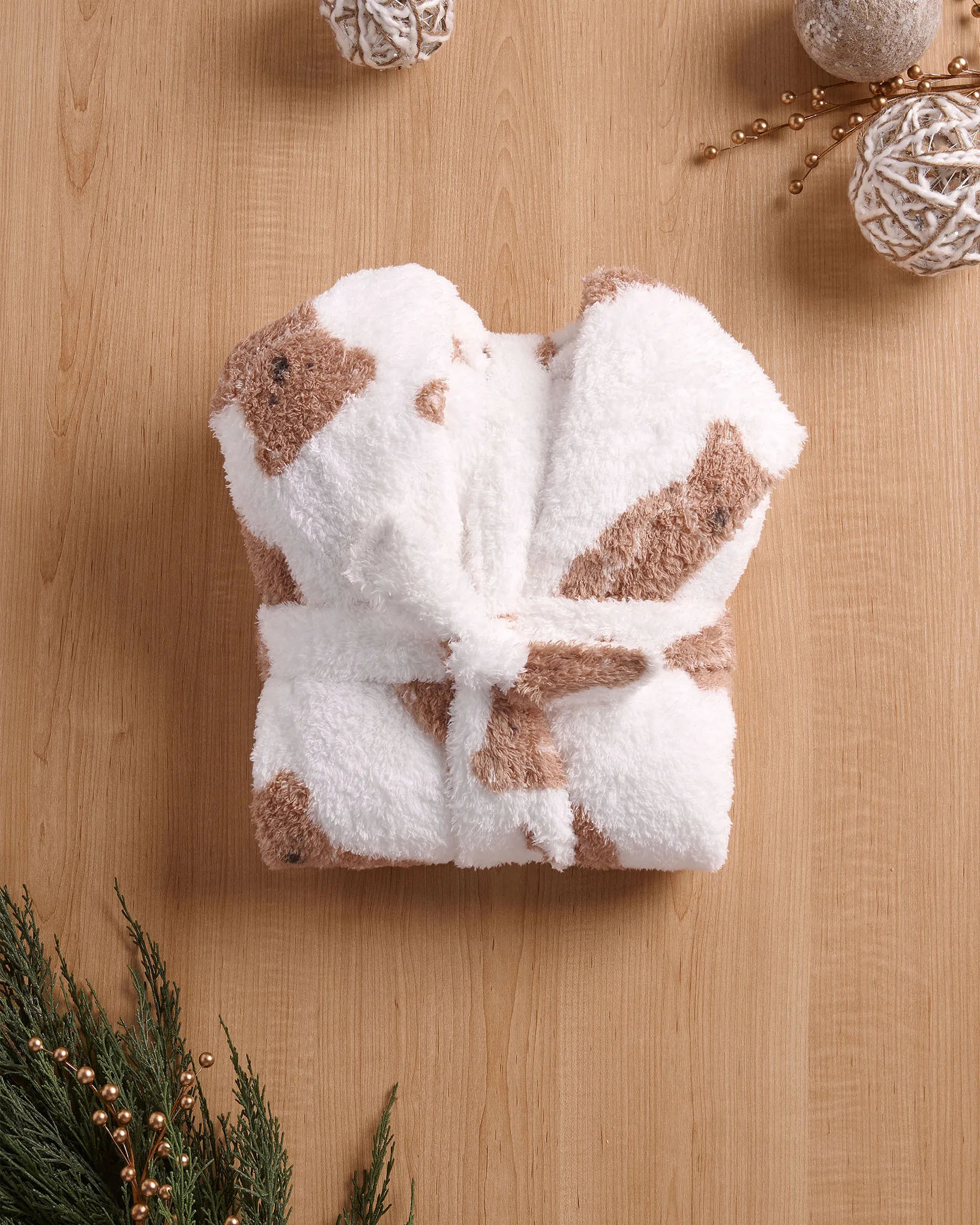 La Vie en Rose_Snow White Big Teddy_Teddy Bear Print Soft Plush Hooded Robe_40600215_P10548_04