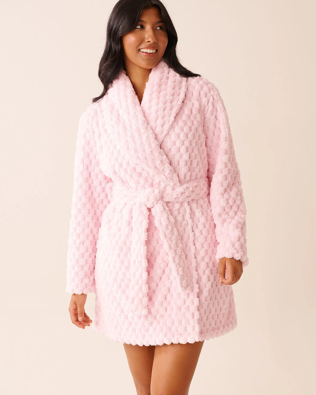 La Vie en Rose_Cherry Blossom_Soft Plush Quilted Effect Robe_40600219_60074_02