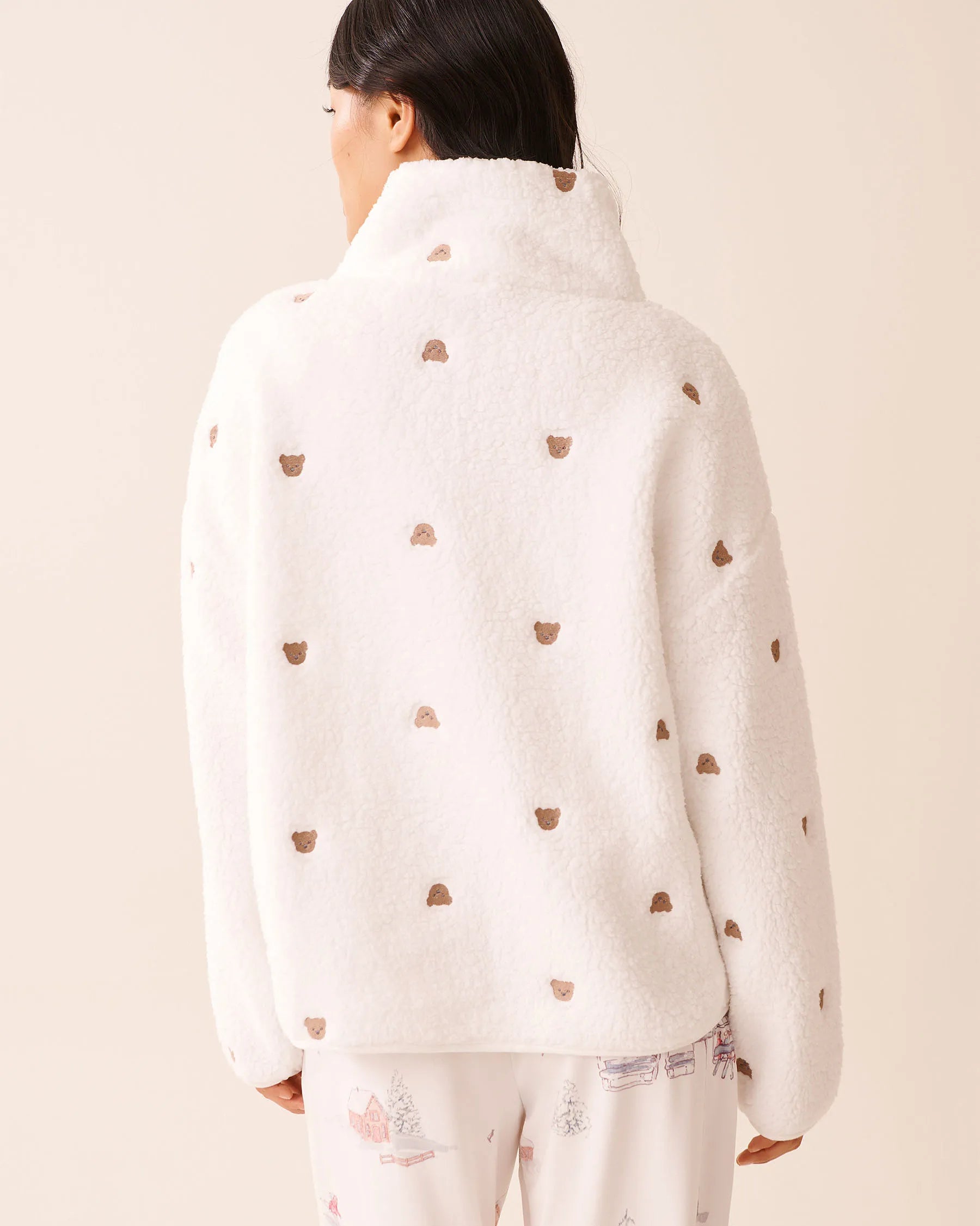 La Vie en Rose_Snow White Mini Teddy_Teddy Bear Embroidered Sherpa Cardigan_40600227_P10561_02