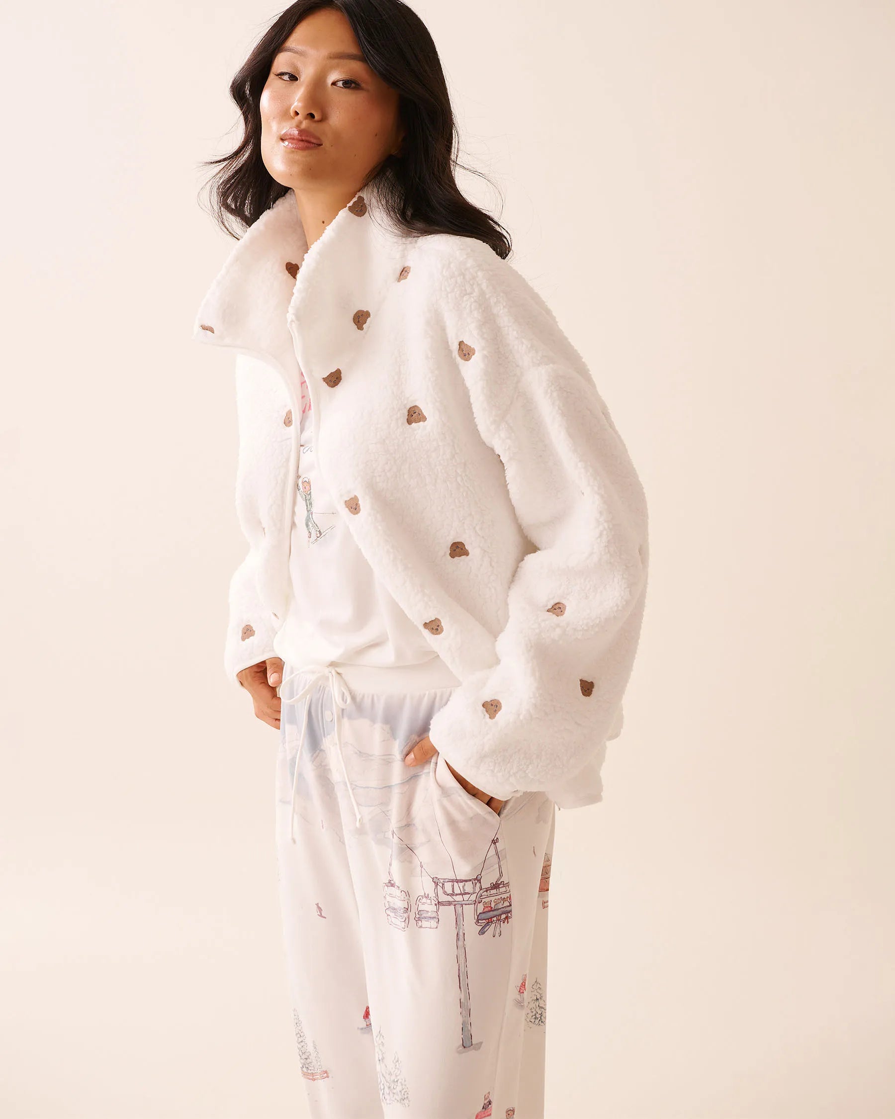 La Vie en Rose_Snow White Mini Teddy_Teddy Bear Embroidered Sherpa Cardigan_40600227_P10561_04