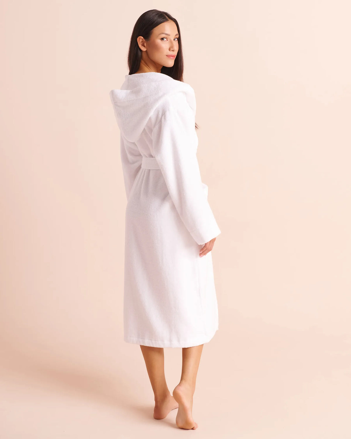 La Vie en Rose Brilliant White Women Terry Spa Hooded Robe SKU: 40600233_10000 Image 02
