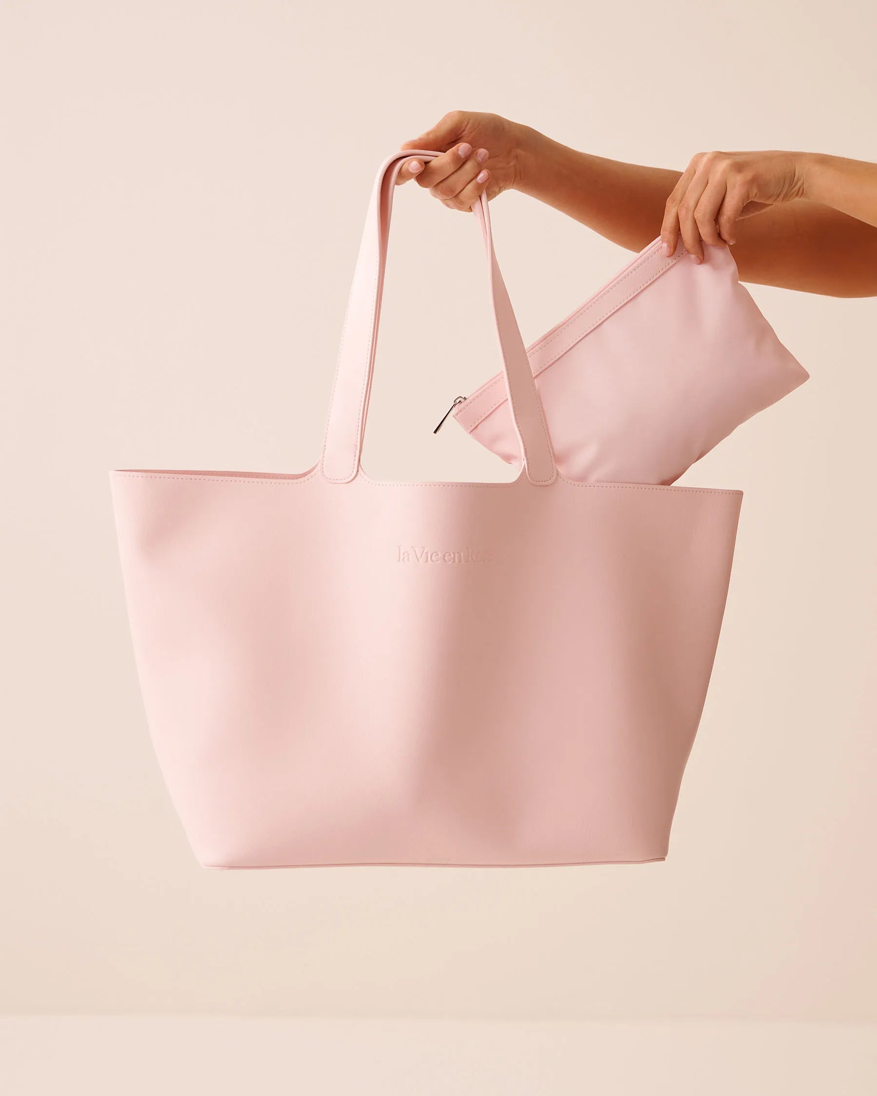 La Vie en Rose Blushing Bride Women Faux Leather Tote Bag SKU: 40700478_60000 Image 02