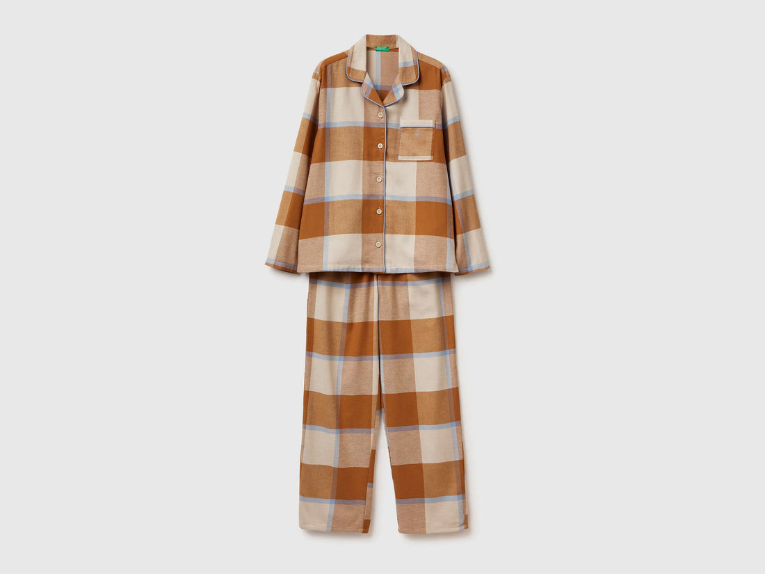 Benetton_Camel_Flannel Tartan Pyjamas_40EP3P00W_903_01