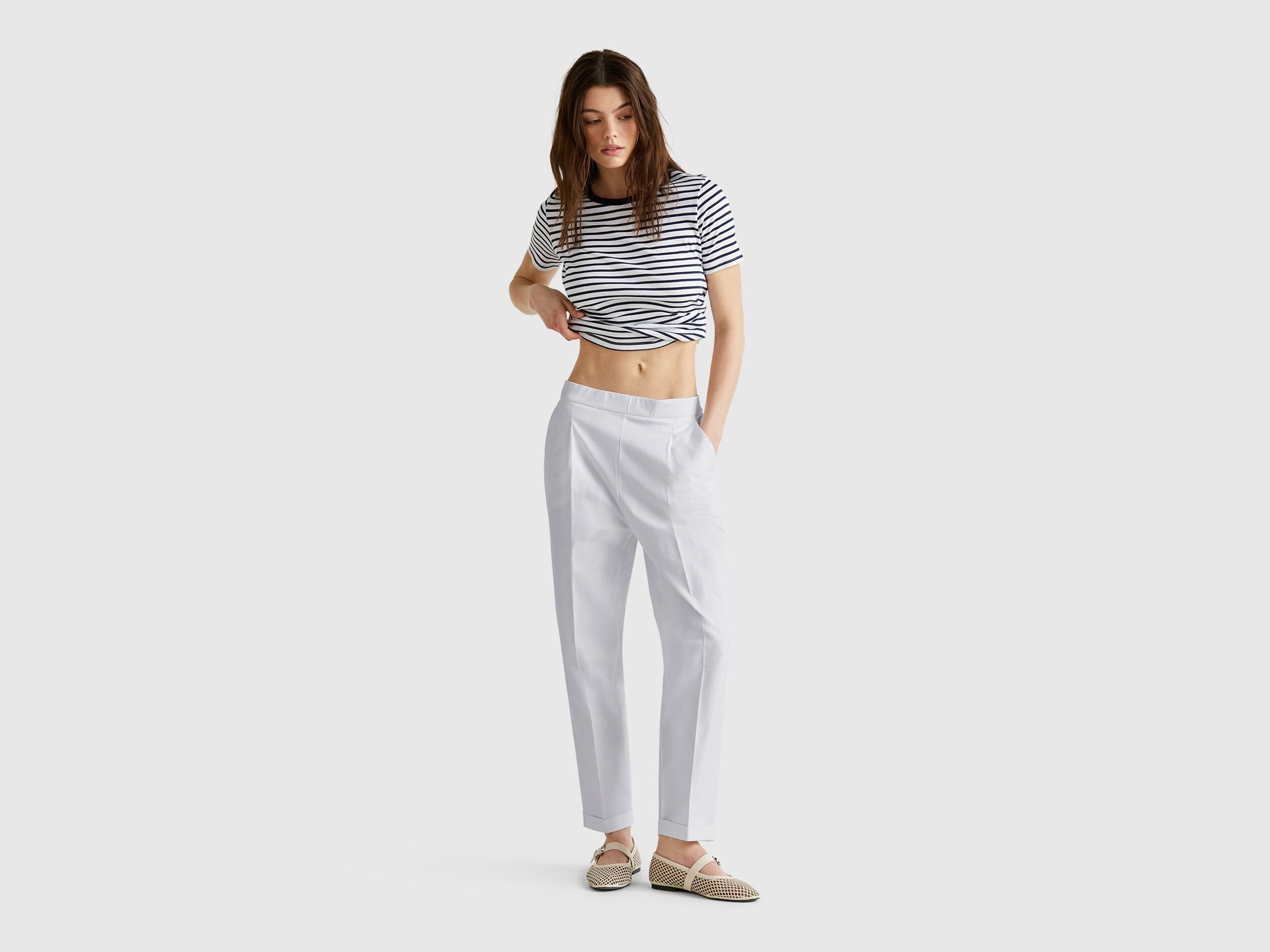 Benetton_Stretch Cotton Trousers_40FADF092_101_01