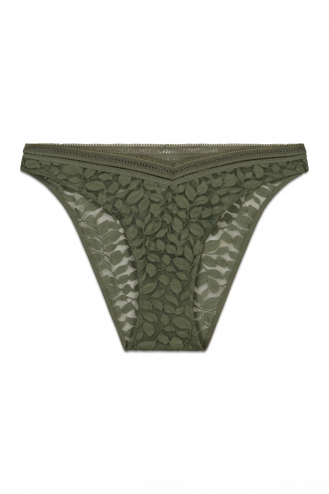 Women Secret_Dark Khaki_Khaki Lace Classic V-Waist Panty_4213729_91_05