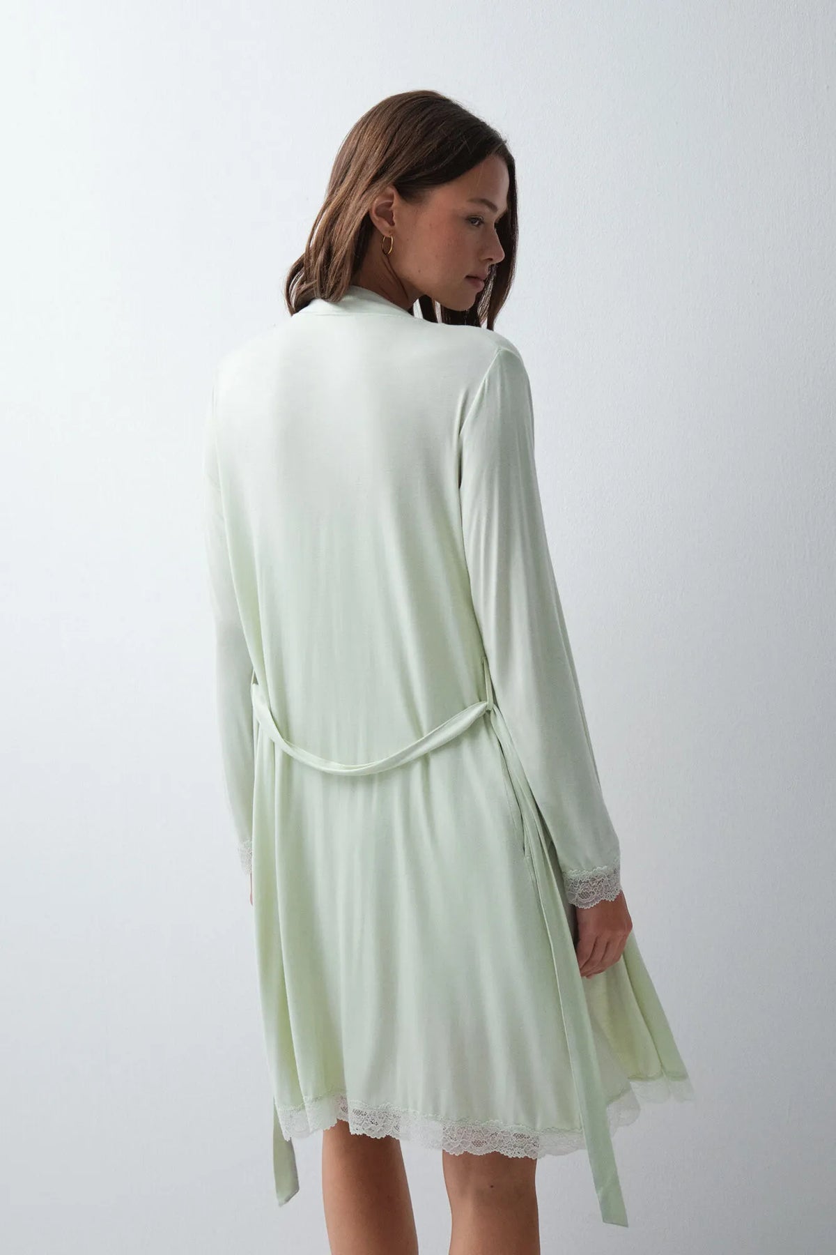 Women Secret Green Women Pale Mint Long Robe with Belt SKU: 4354031_28 Image 03