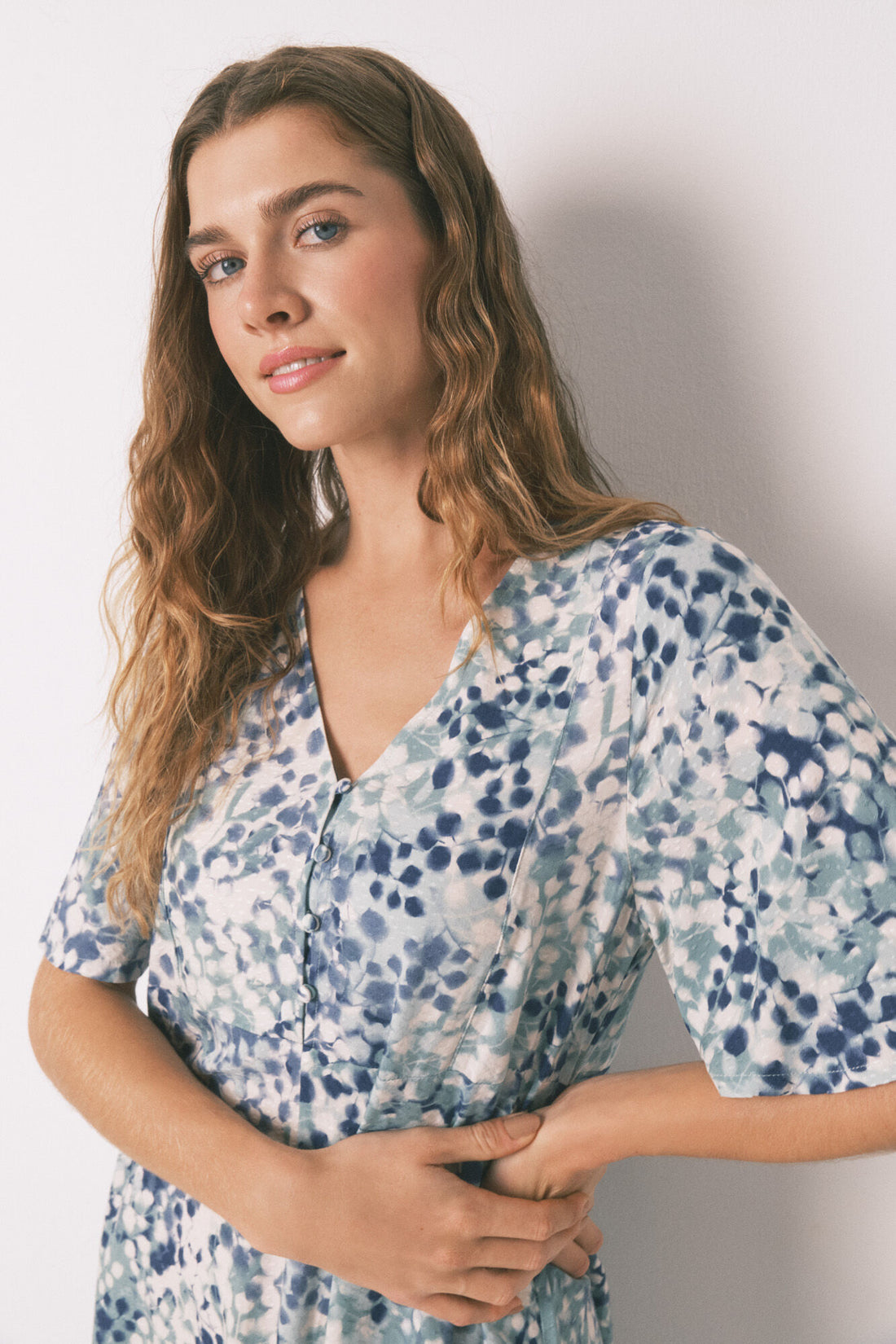 Women Secret_Green_Green Floral Jacquard Midi Nightgown_4362324_23_02