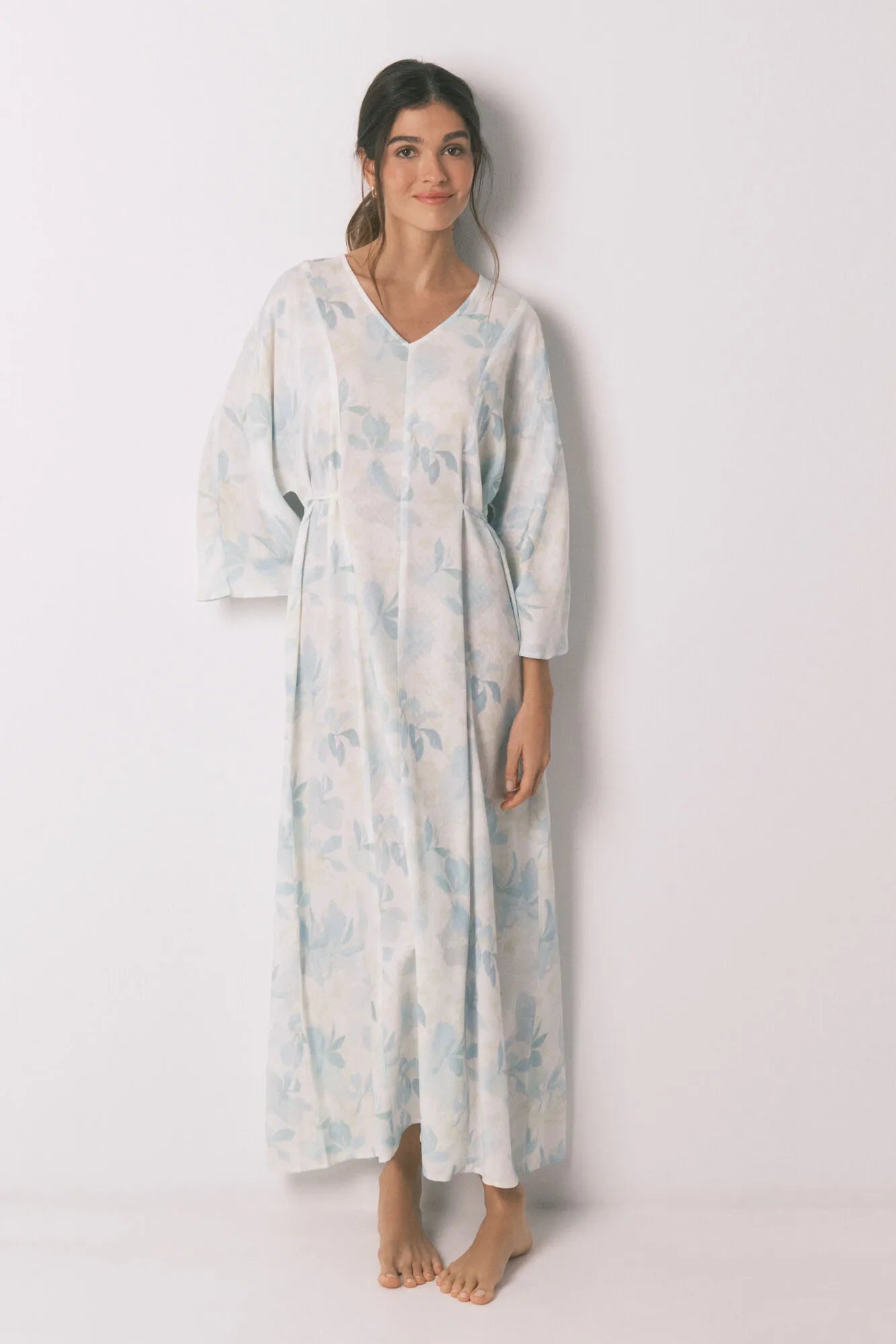 Women Secret_Ivory_Long Wrap Nightgown with Belt_4363624_96_02