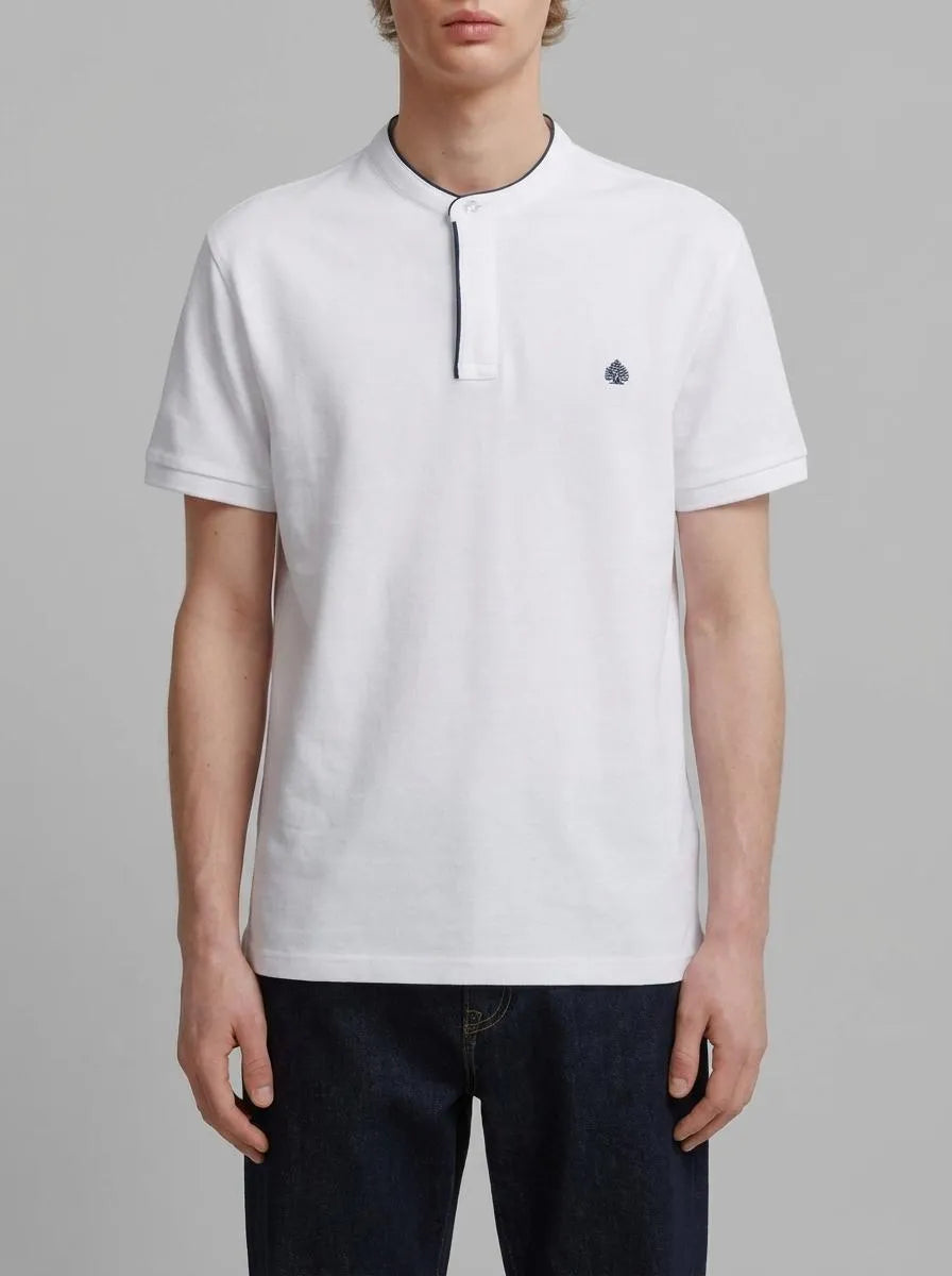 Springfield White Men PiquŽ Mandarin Collar Slim Fit Polo Shirt SKU: 4403094_99 Image 00