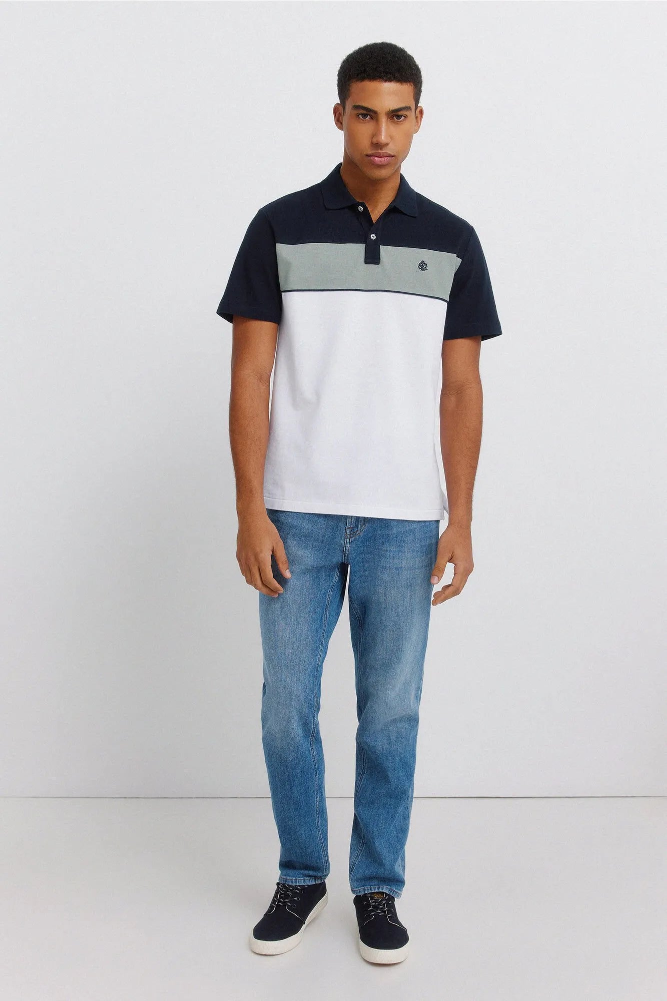 Springfield White Men Colour Block PiquŽ Slim Fit Polo Shirt SKU: 4403096_99 Image 02
