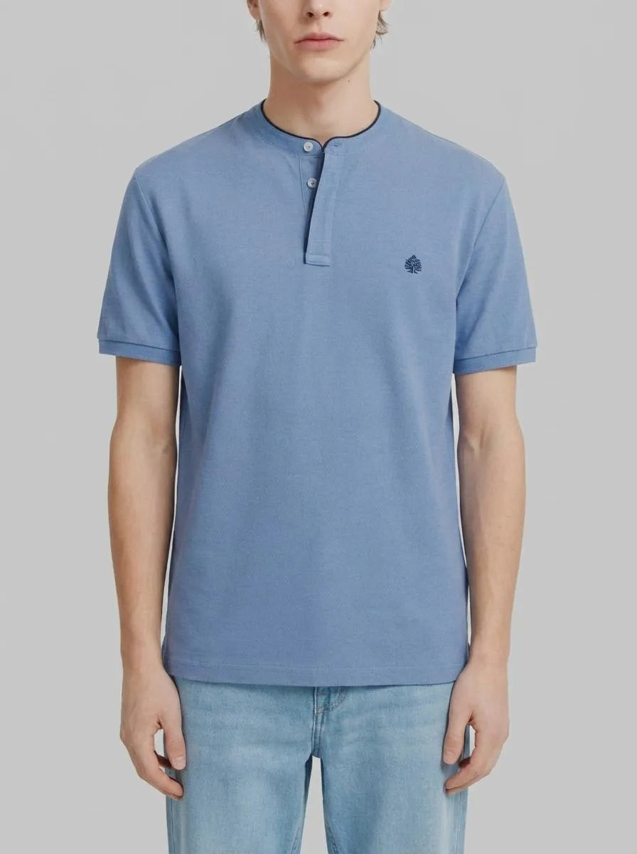 Springfield Blue Men PiquŽ Henley Slim Fit Polo Shirt SKU: 4403097_14 Image 00
