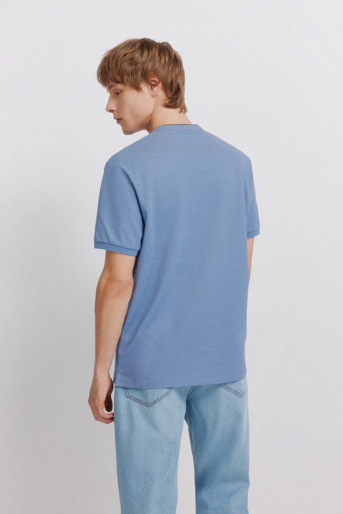 Springfield Blue Men PiquŽ Henley Slim Fit Polo Shirt SKU: 4403097_14 Image 04