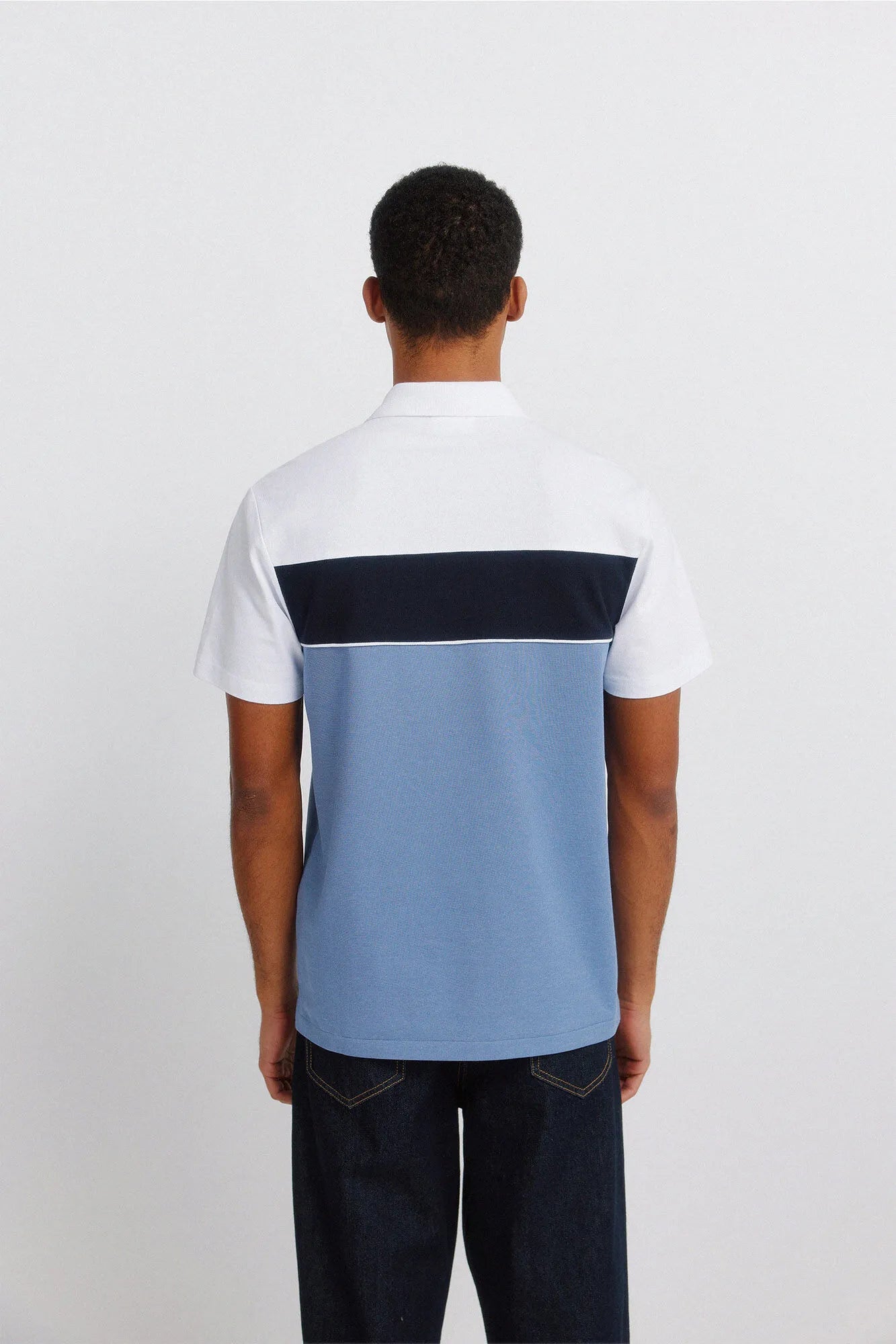 Springfield Blue Men Colour Block PiquŽ Slim Fit Polo Shirt SKU: 4403099_14 Image 03