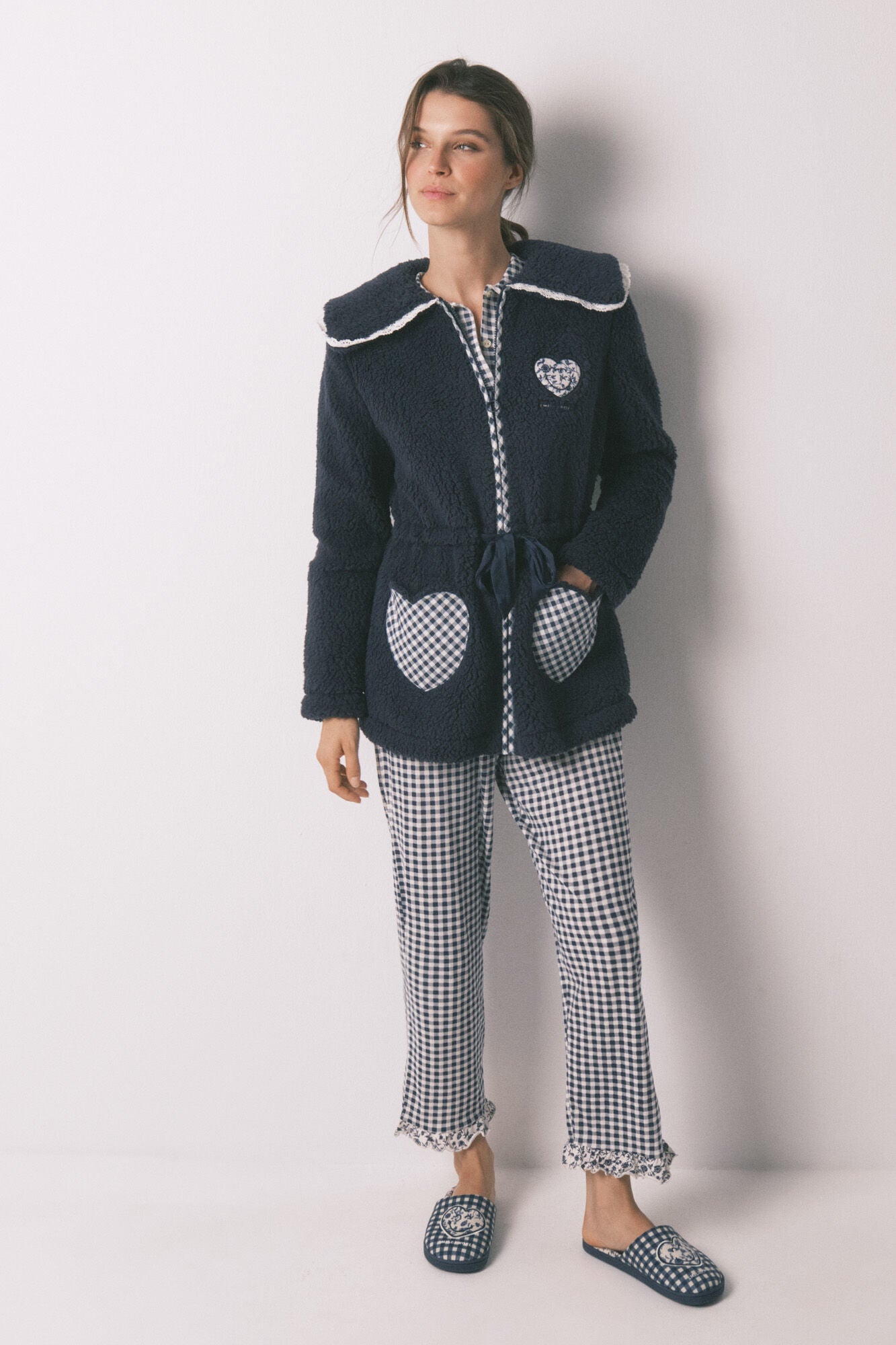 Women Secret_Navy_Blue Smiley Faux Shearling Midi Robe_4412198_10_03