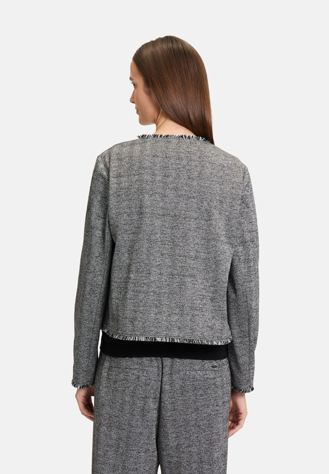 Betty Barclay_Black/Grey_Jersey Jacket with Fringes_4438-3055_9893_03