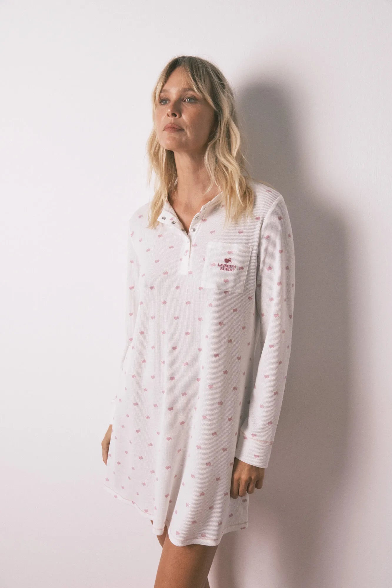 Women Secret_Pink_Waffle Fabric Midi Nightgown_4442118_70_03