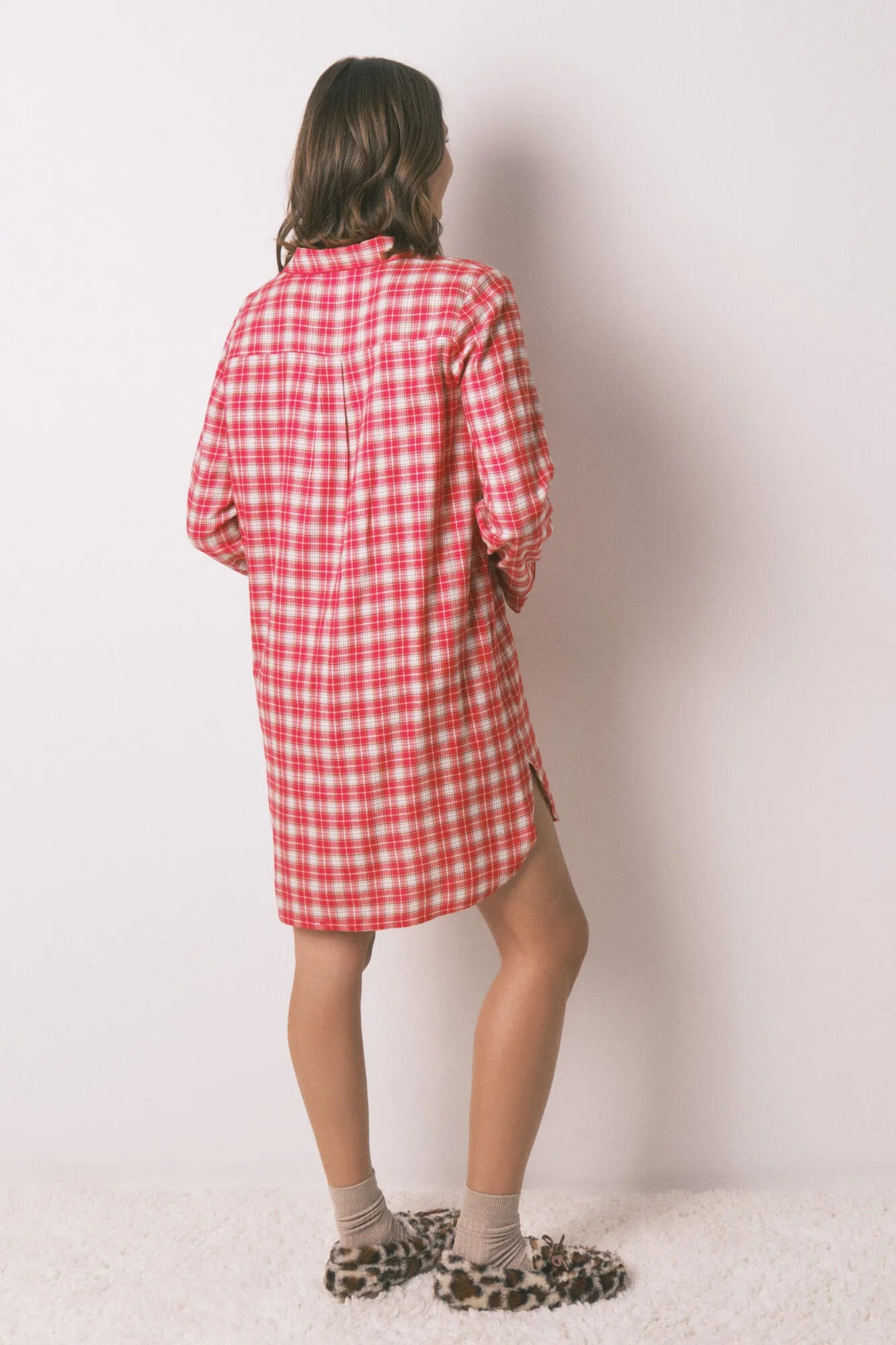 Women Secret_Red/Coral_Short Nightgown with Snoopy Checkered Print_4442120_62_05