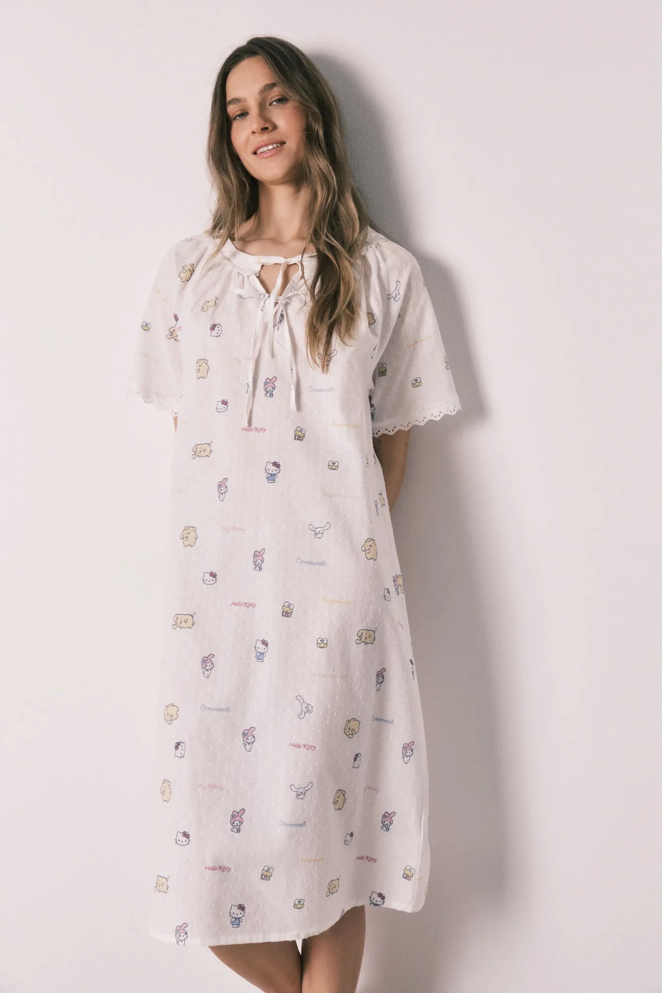 Women Secret Ivory Women Cotton Bows Nightgown Hello Kitty SKU: 4443619_96 Image 01