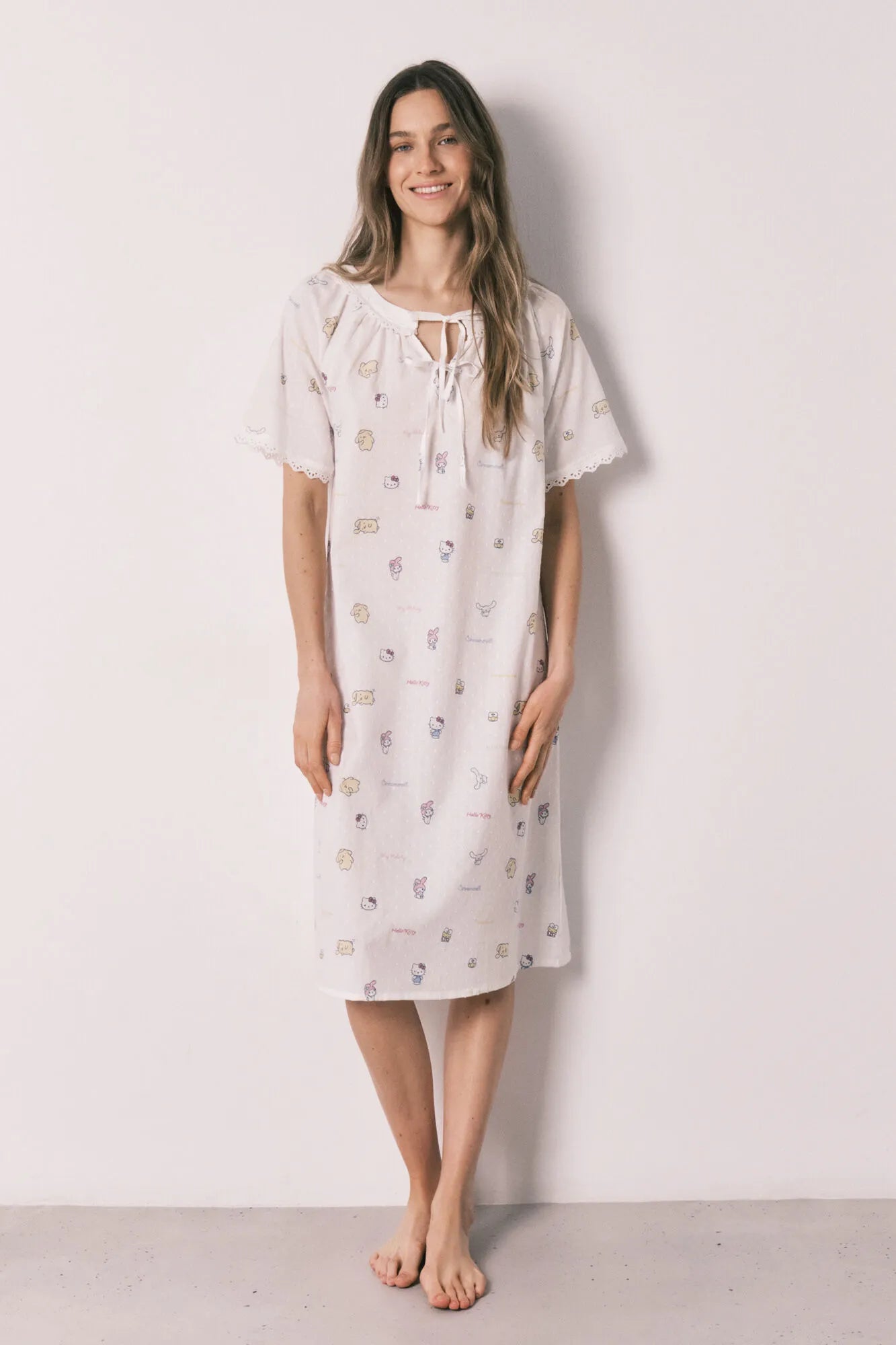 Women Secret Ivory Women Cotton Bows Nightgown Hello Kitty SKU: 4443619_96 Image 03