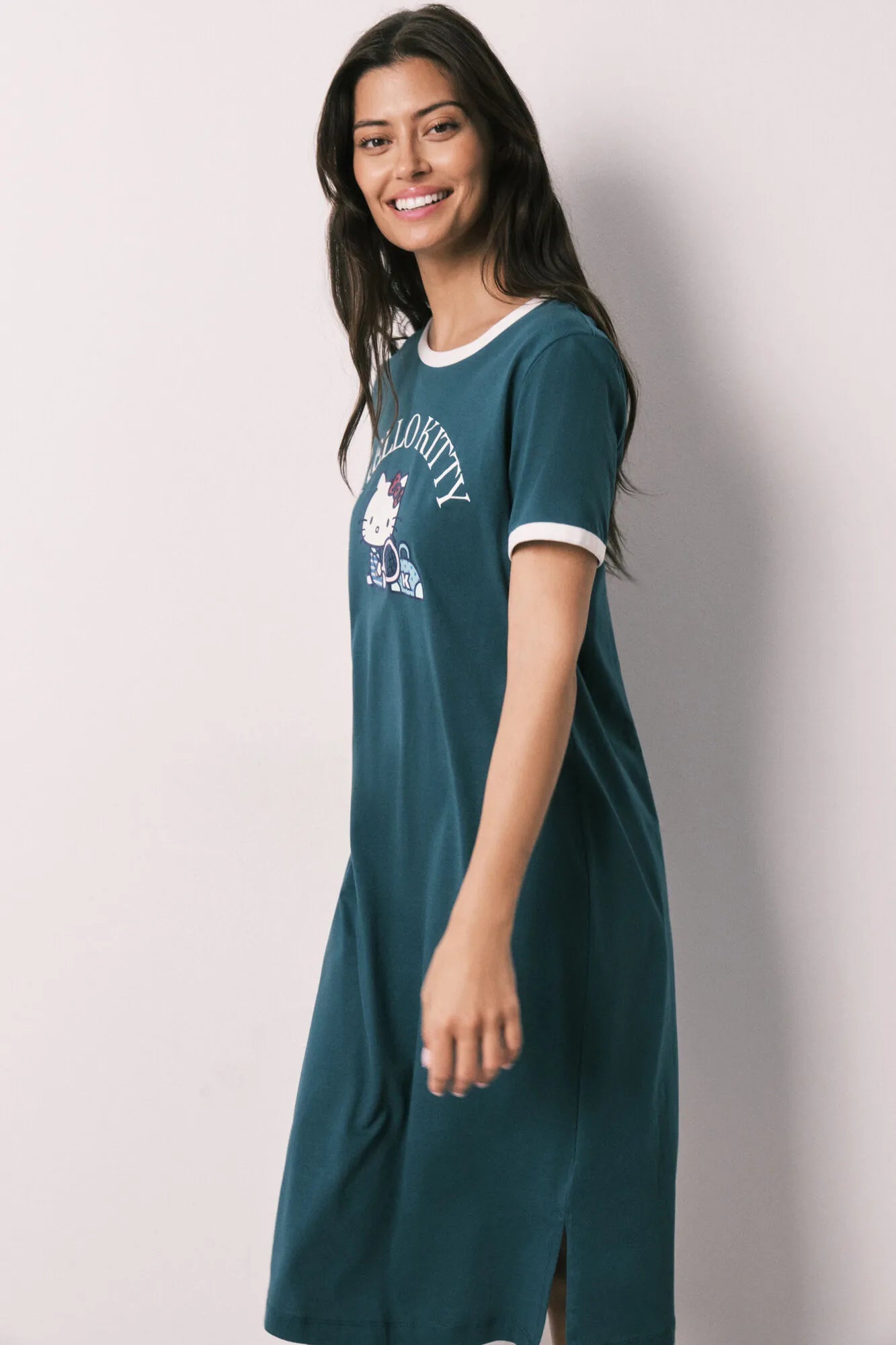 Women Secret Bottle Women Green Cotton Nightgown Hello Kitty SKU: 4443621_20 Image 04