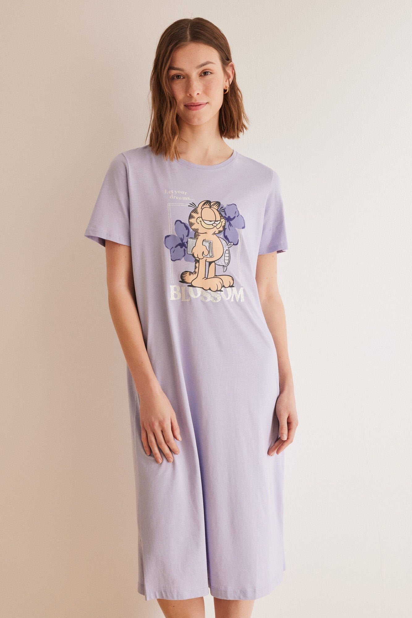 Purple/Lilac Short Sleeves Medium Nightdress_4447712_75_01