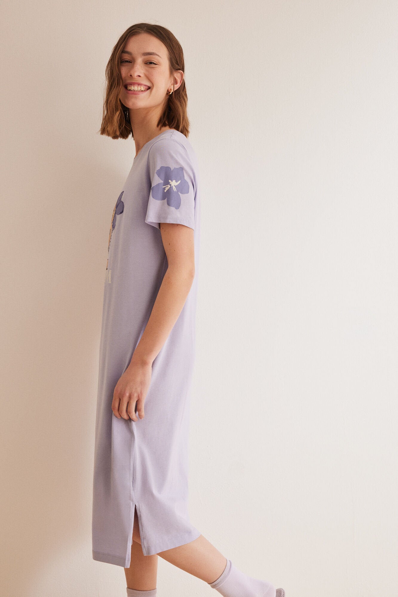 Purple/Lilac Short Sleeves Medium Nightdress_4447712_75_05