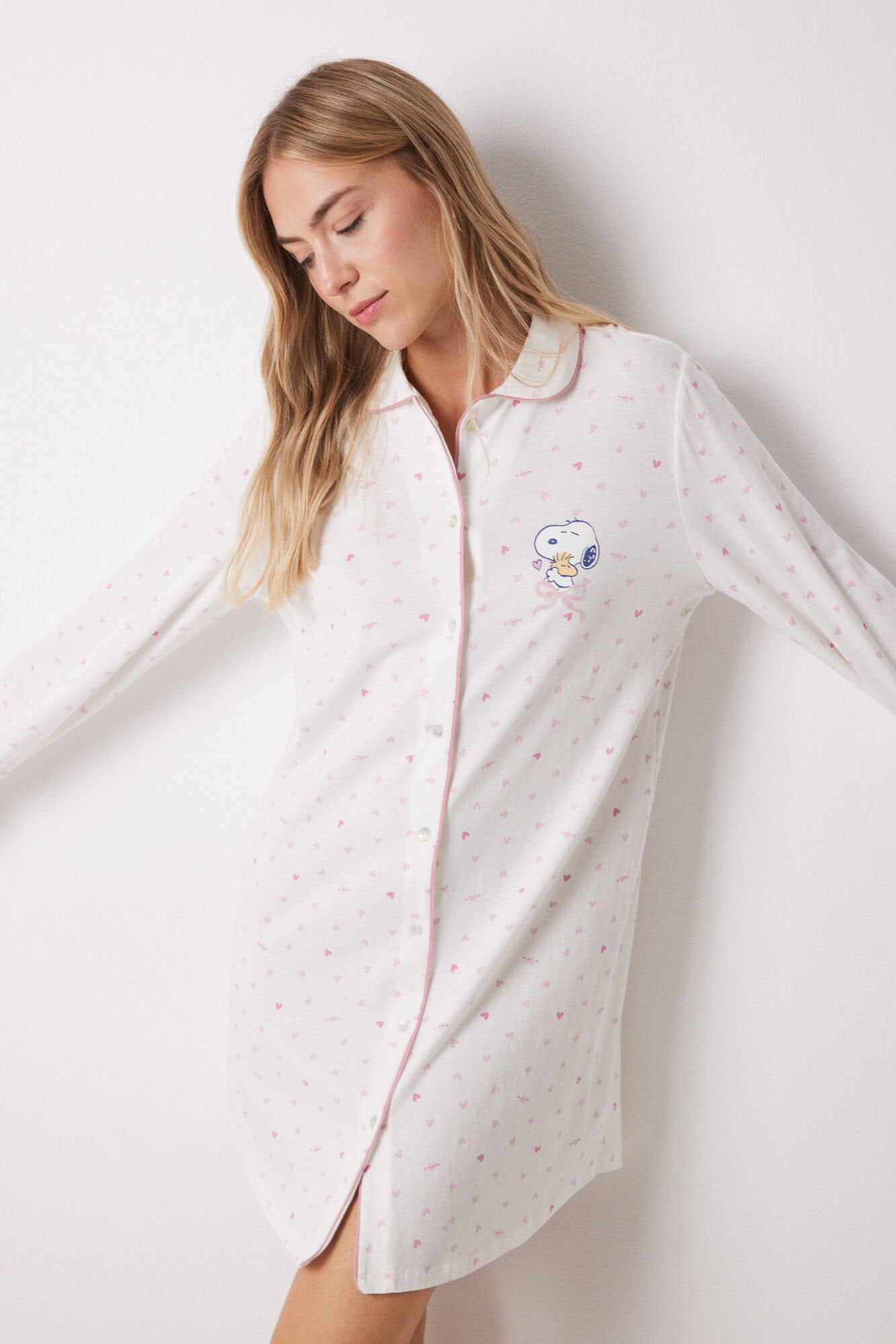 Women Secret_100% Cotton Nightgown with Pink Heart_4449081_73_01