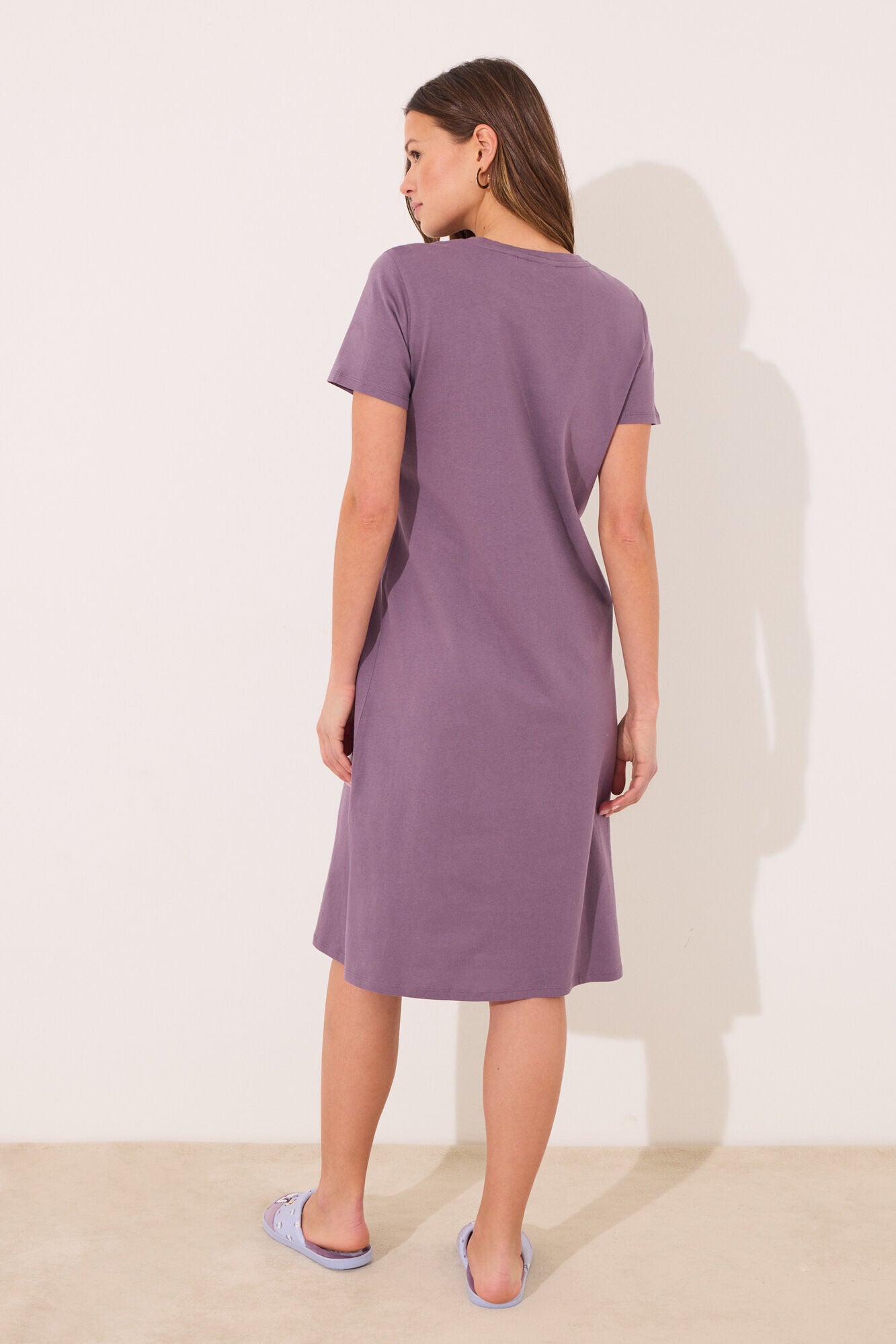 Women Secret_Midi Nightgown 100% Cotton Purple Snoopy_4449085_76_04